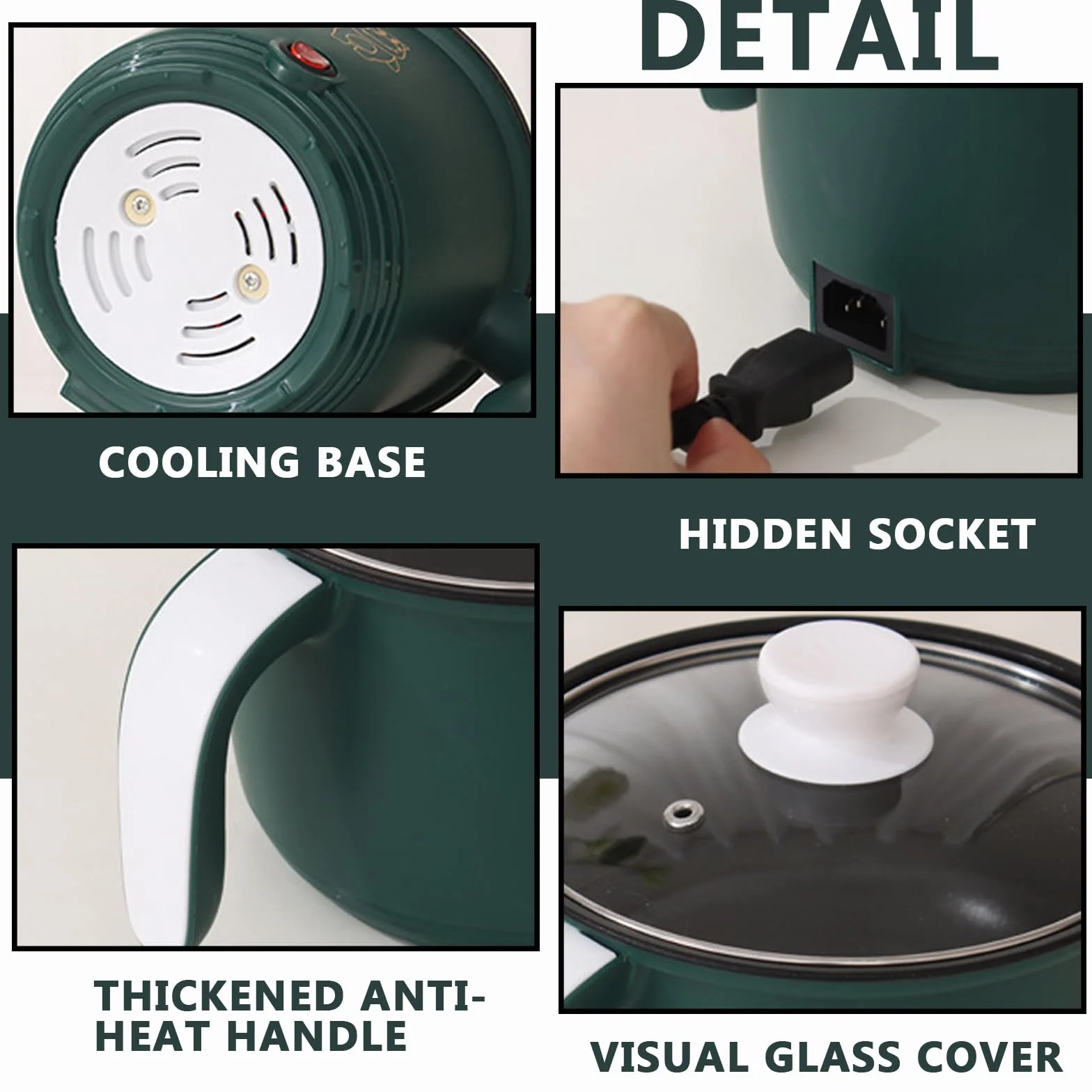 Casserole électrique 1,8 L antiadhésif, Mini fondue électrique, Multicuiseur portable avec cuiseur vapeur