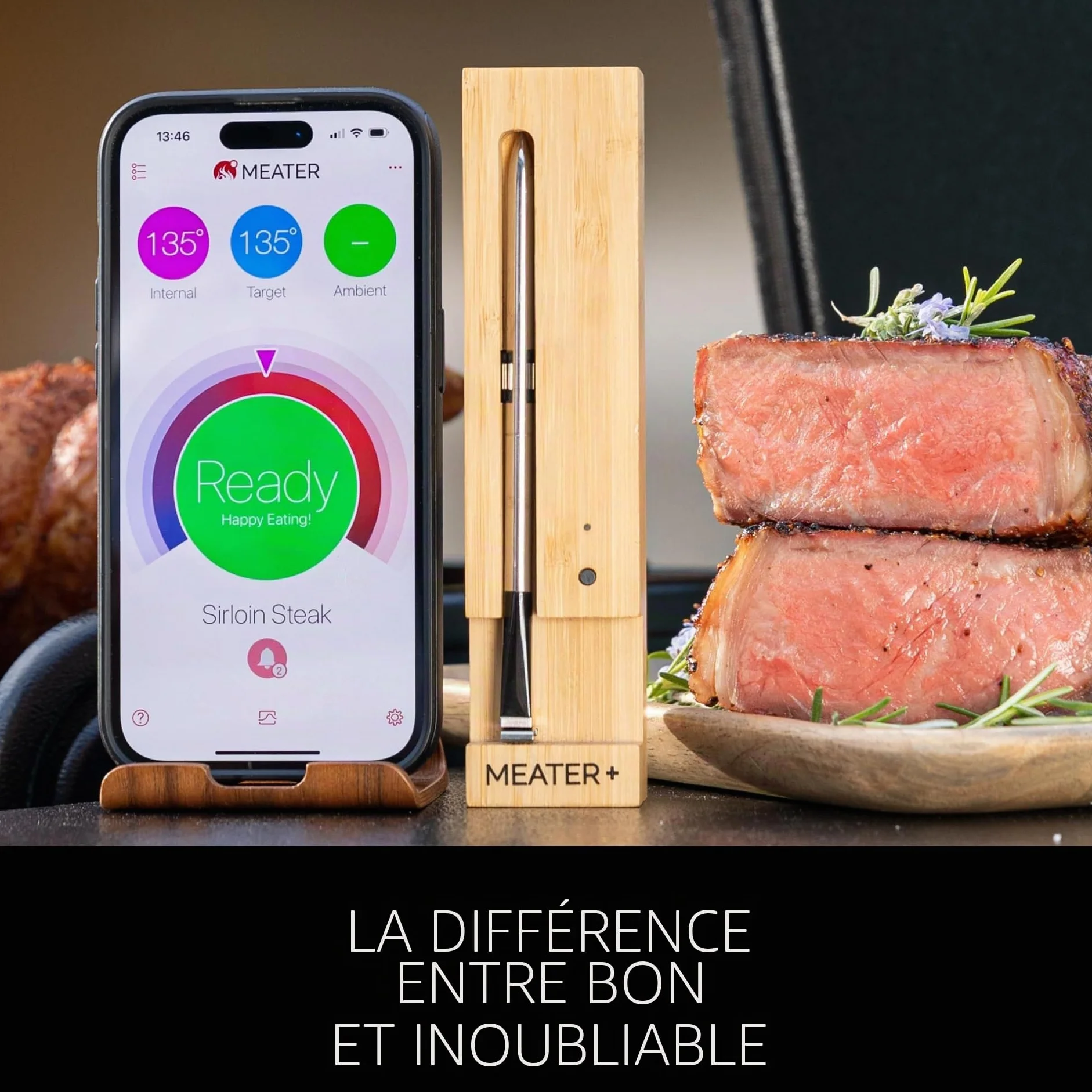MEATER Plus Thermomètre à Viande Intelligent Sans Fil Bluetooth WiFi Jusqu'à 50m