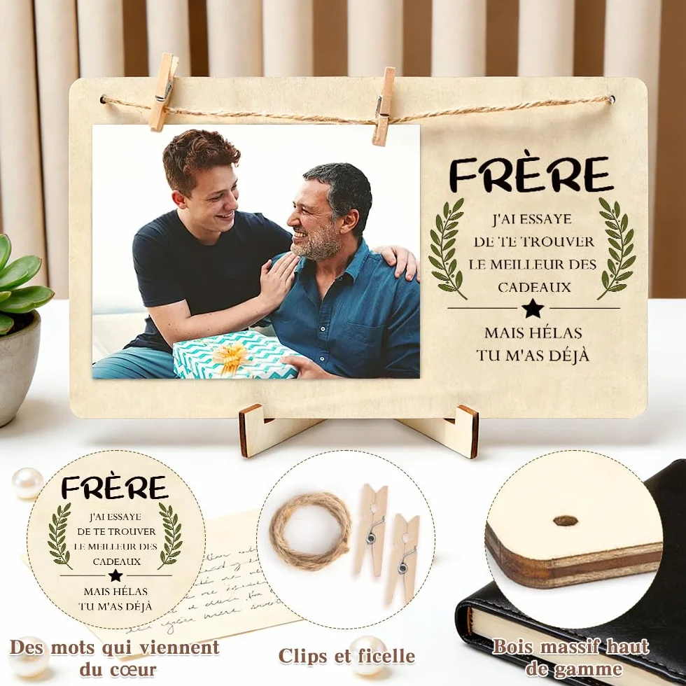 Cadre Photo en Bois Cadeau pour Mon Frère Anniversaire Saint-Valentin