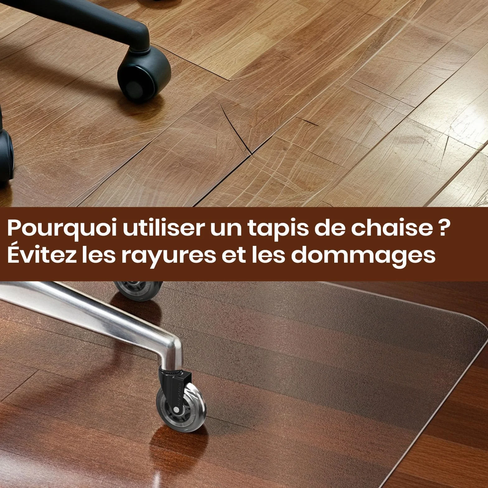 COSYLAND Tapis Chaise de Bureau Effet Givré 90x120cm Antidérapant Protège-Parquet