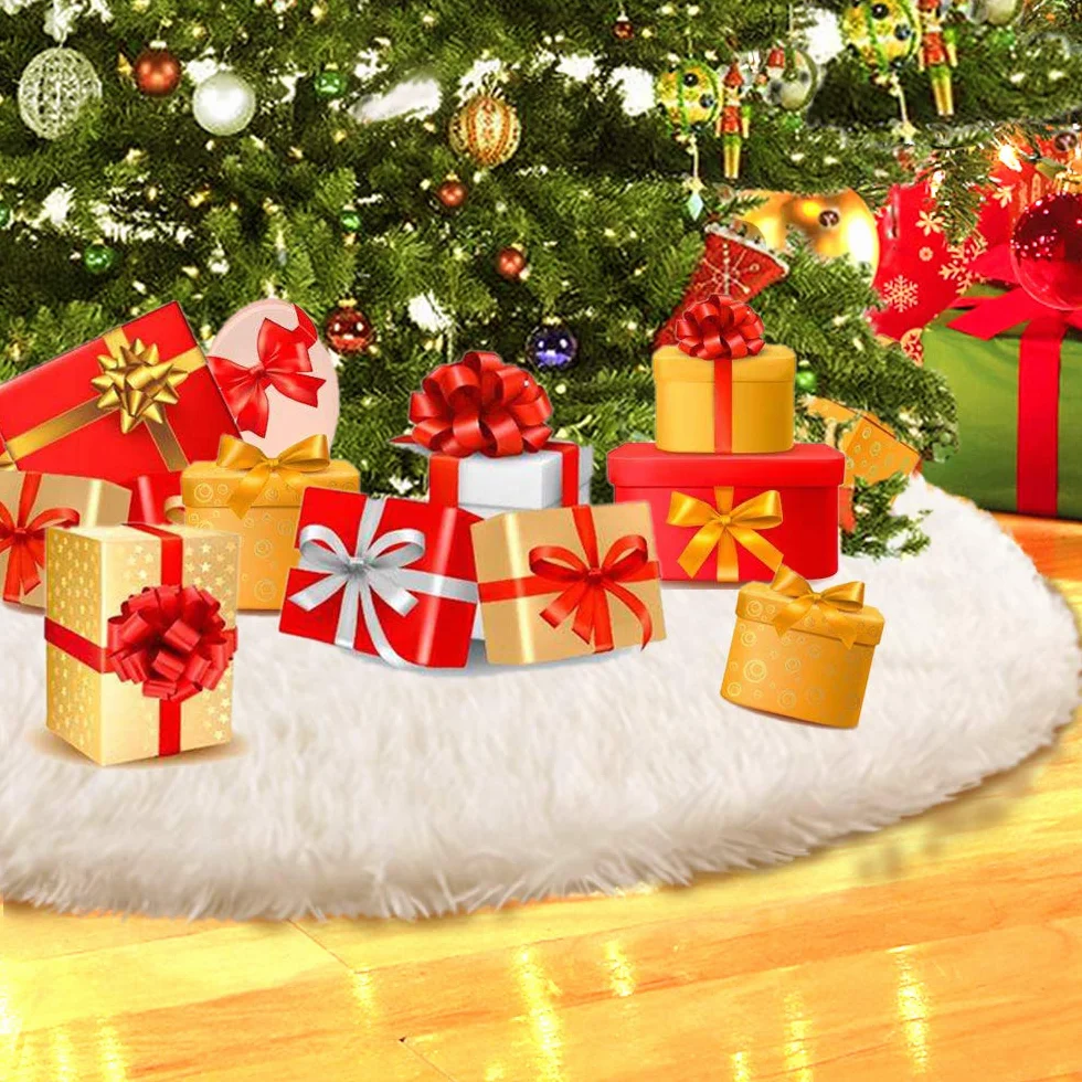 Jupe de Sapin de Noël Blanc Peluche Neige 78cm HOWAF