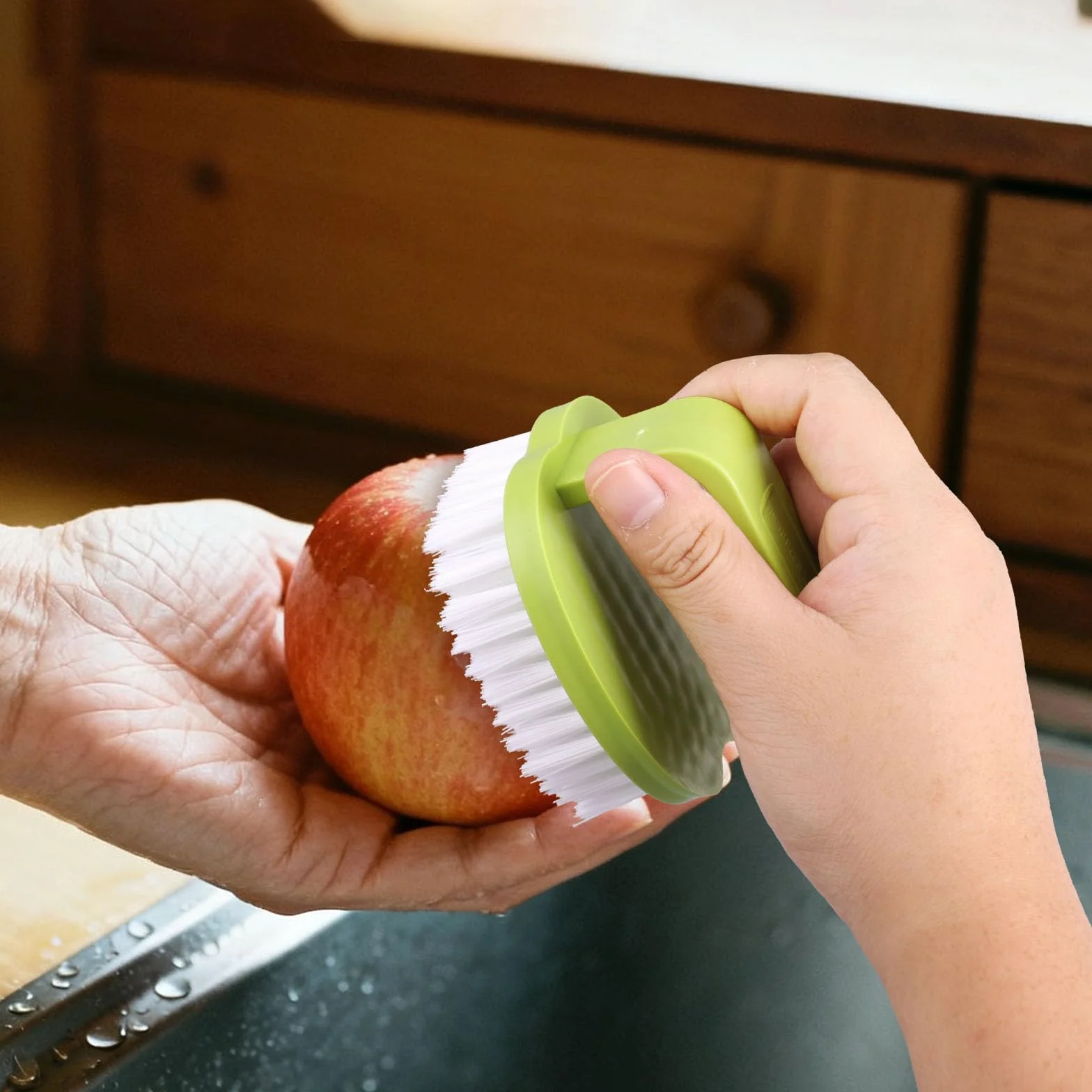 Brosse Légumes 2pcs 8x7x6,5cm PP Poils Rigides Manche Fruits Pommes Terre Carottes Blanc Vert