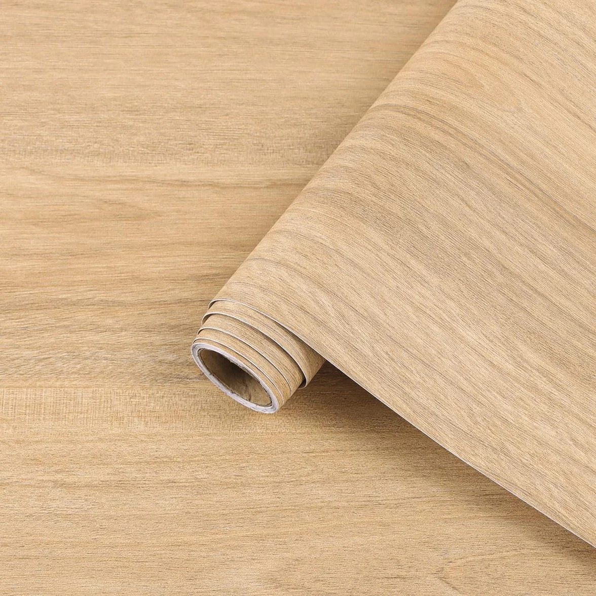 Arthome Papier Peint Adhésif Clair Marron Chêne Bois 40cmx3m Naturel Grain rayé Rustique Amovible Imperméable Vinyle