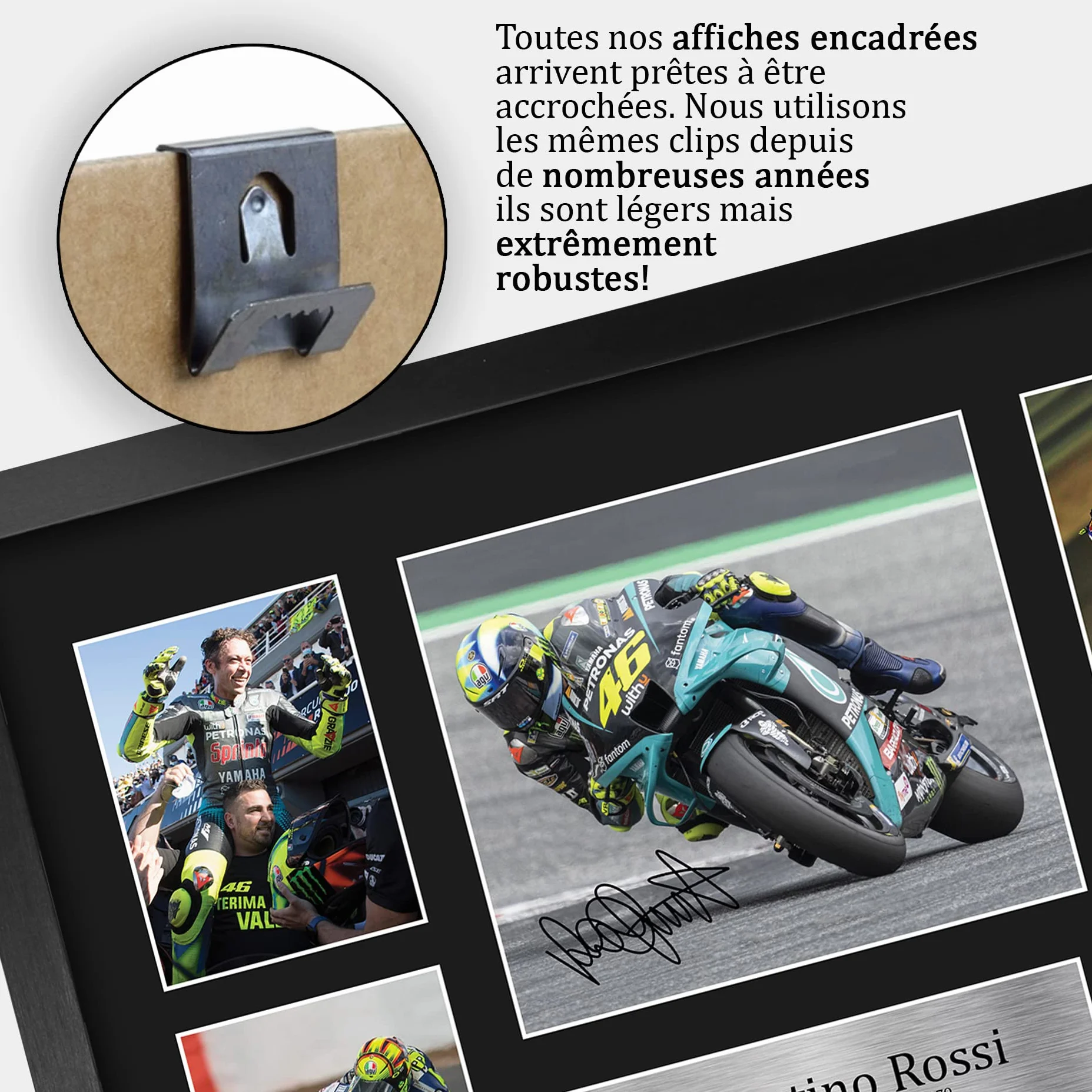 Valentino Rossi A3 Cadre Photo Autographe Signée MotoGP