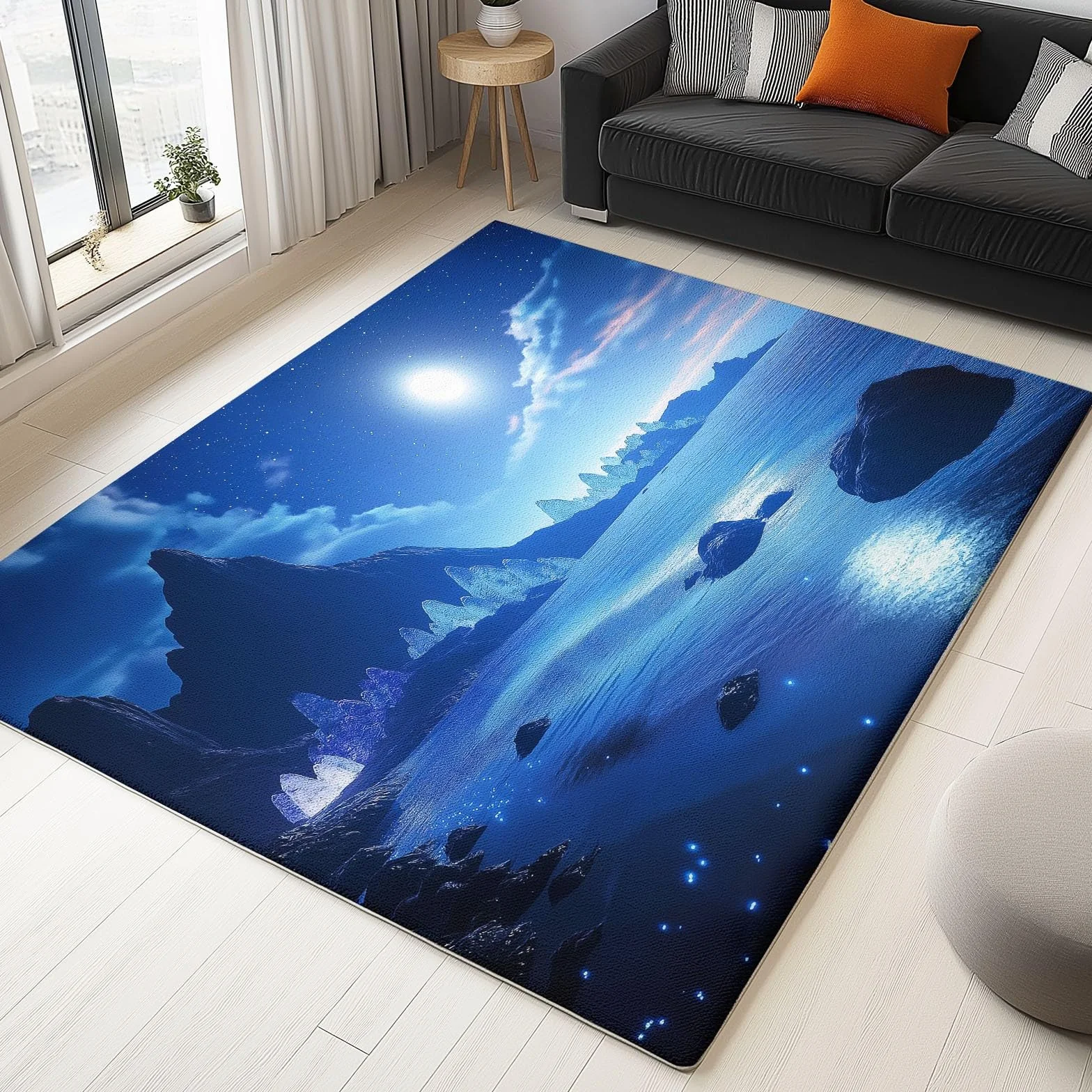 Tapis Salon Poil Court 80 x 150 cm Bleu Foncé Lavable en Machine Antidérapant