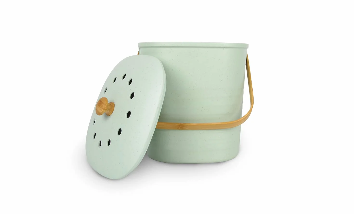 BIRAMBEAU Seau à Compost 3,5L Vert – Poubelle Cuisine pour Déchets Organiques Compact