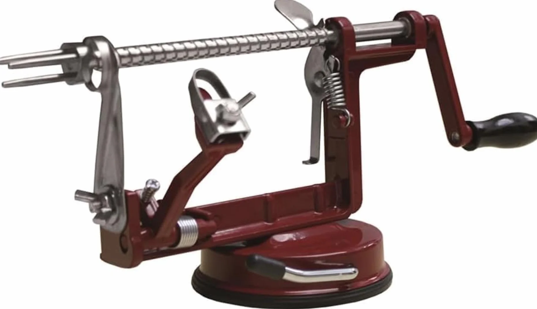 Éplucheur de pommes en métal Baumalu Rouge-Vin 25,5 x 15 x 11 cm avec ventouse
