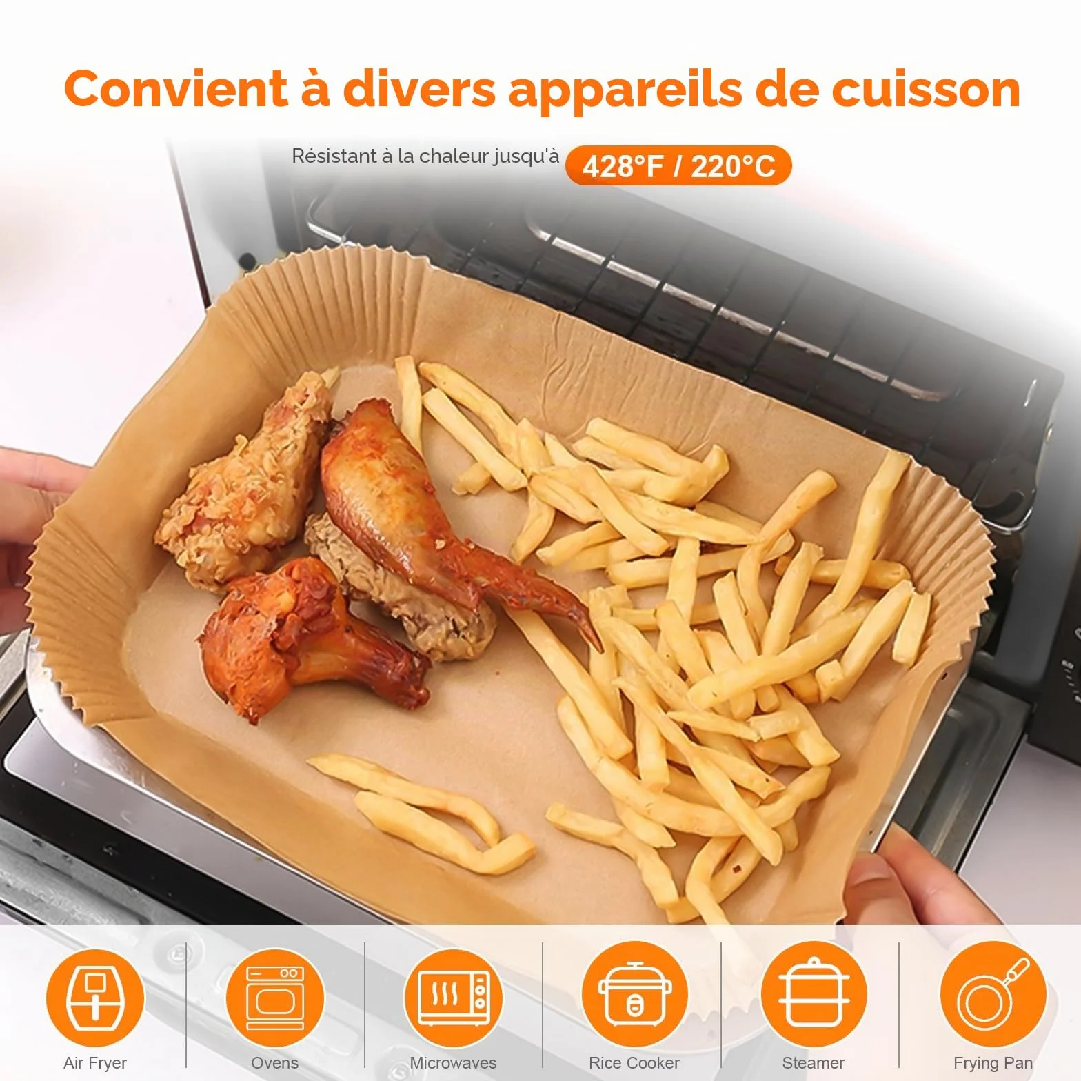 GRIFEMA Papier Air Fryer Rectangulaire 20,5 x 14 cm 100 Pièces Compatible Ninja Dual Zone AF300UK AF400UK Antiadhésif Jetable Sans BPA