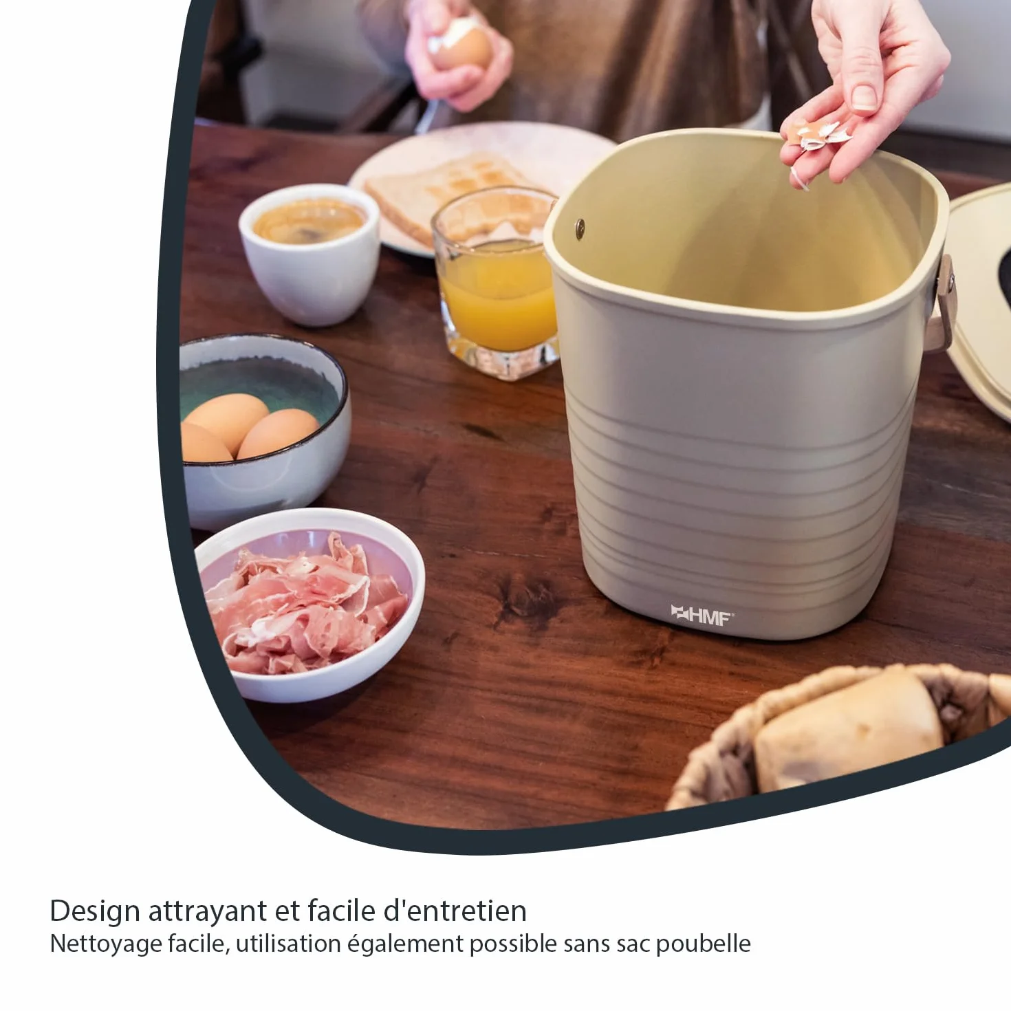 HMF Seau à Compost 3 L Noir Poubelle Bio Durable avec Couvercle
