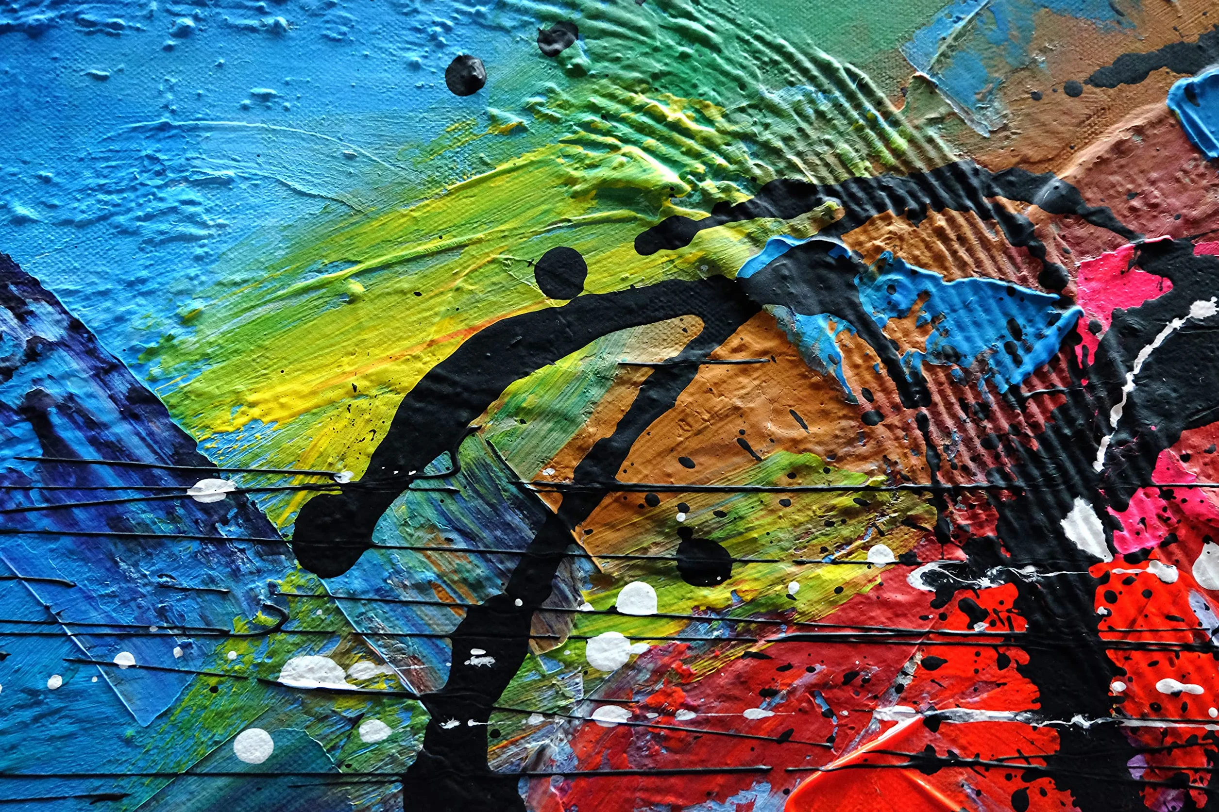 Tableau Peint à la Main 140x70 cm Toile sur Cadre en Bois