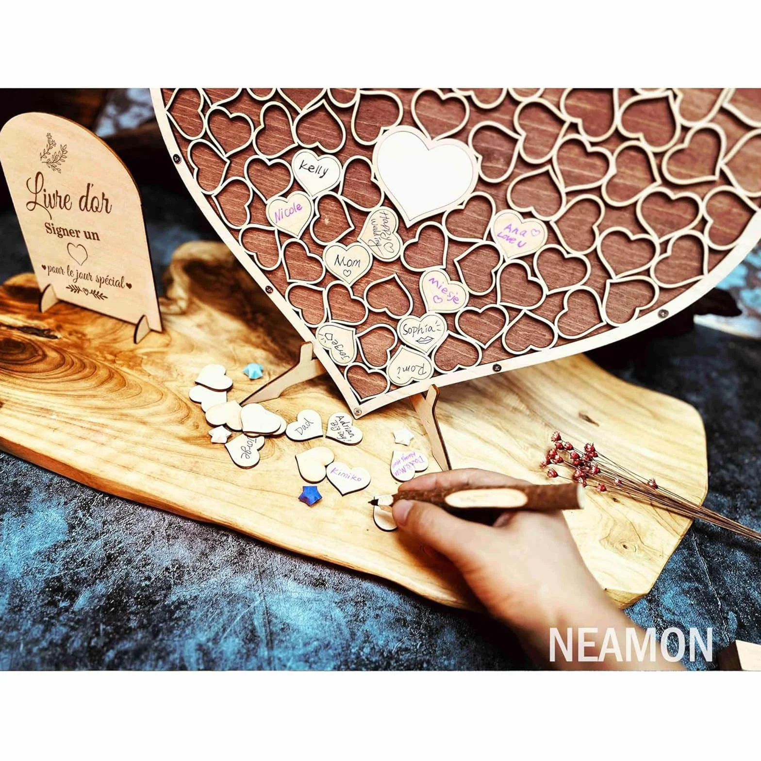 Livre d'or de mariage en forme de coeur en bois puzzle alternatif anniversaire décoration cadeaux