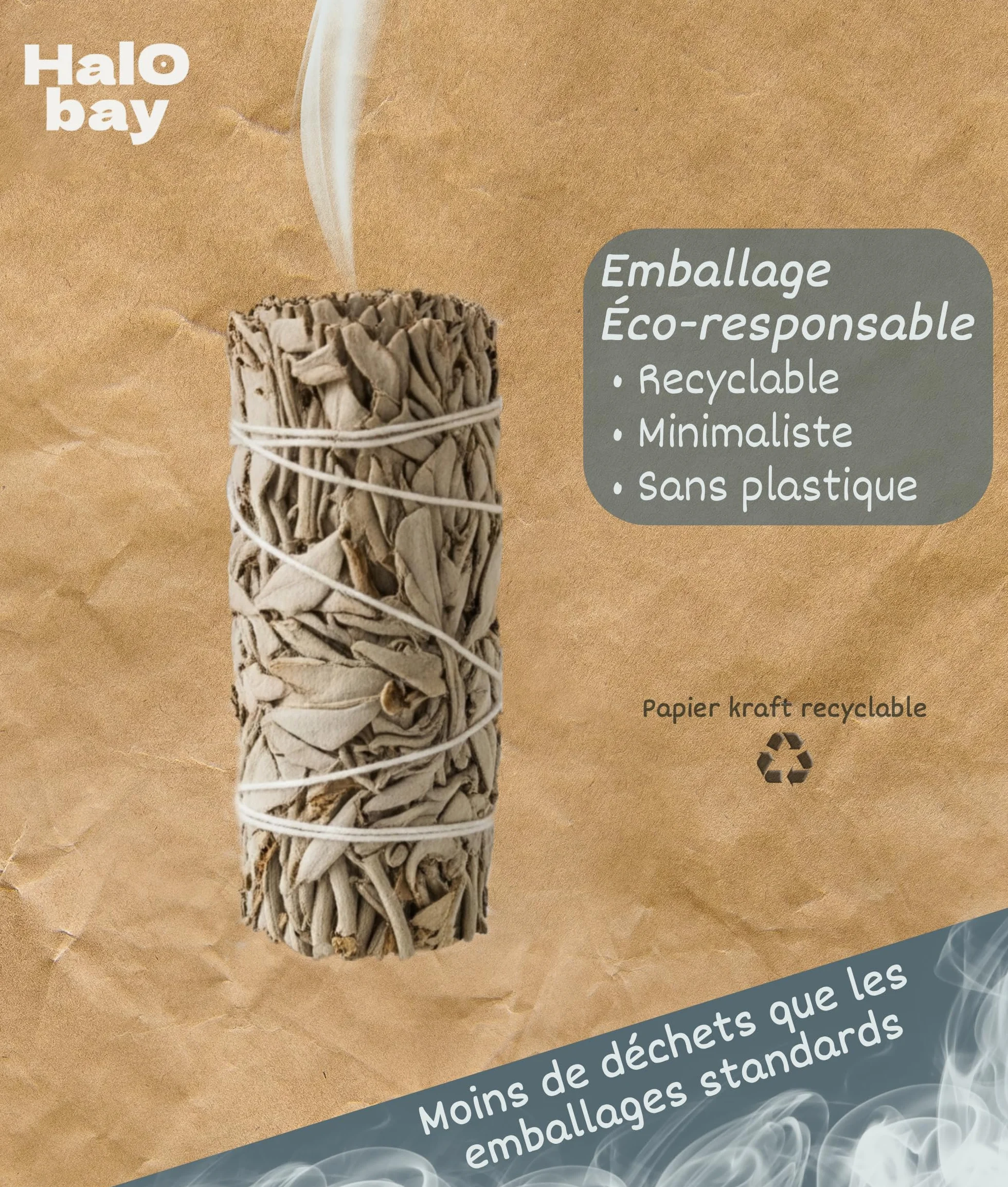 Sauge Blanche Bâton Encens Purification Naturel 10cm Rituel Méditation Yoga Salvia Apiana