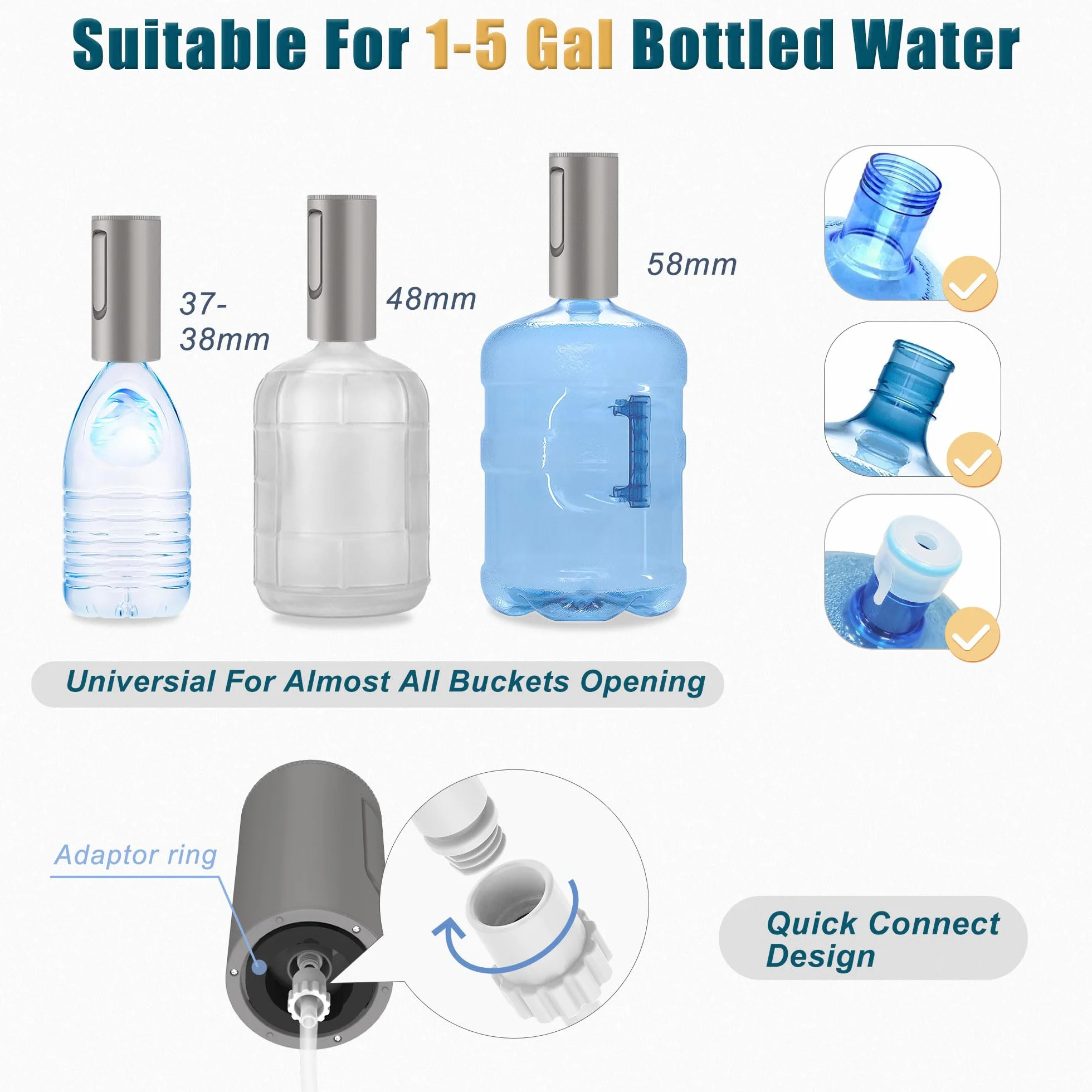 YISH Pompe Distributeur Eau Portable Rechargeable USB 3.8-18.9L Bouteille Maison Camping Bureau