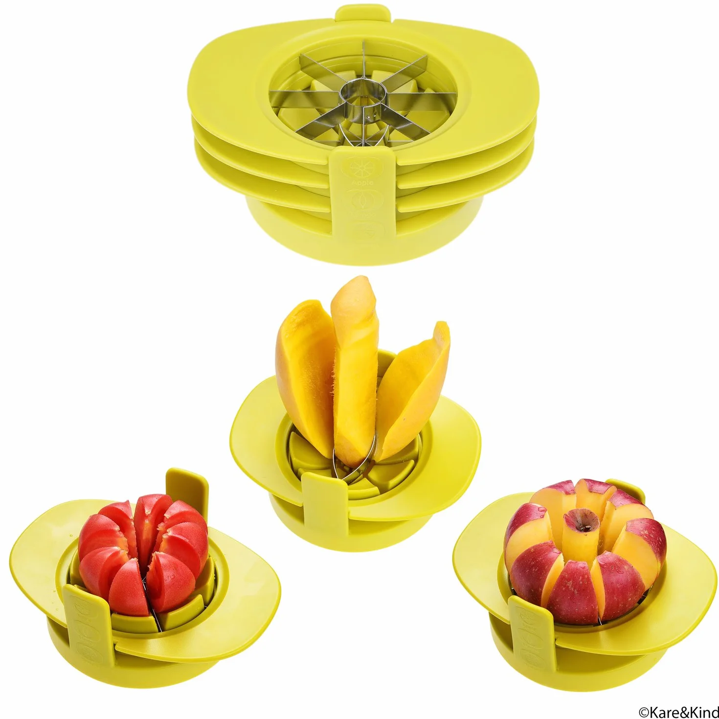 Lot de 3 Découpeurs Fruits et Légumes Kare & Kind – Coupe-Pomme, Coupe-Tomate, Coupe-Mangue