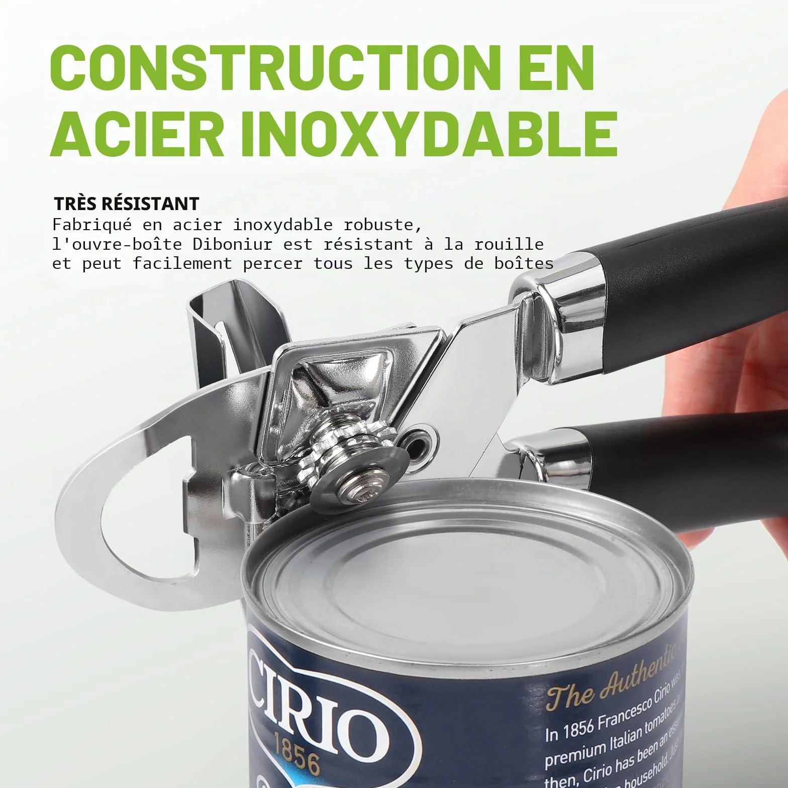 Ouvre Boite de Conserve 3 en 1 Manuel Acier Inoxydable, Diboniur