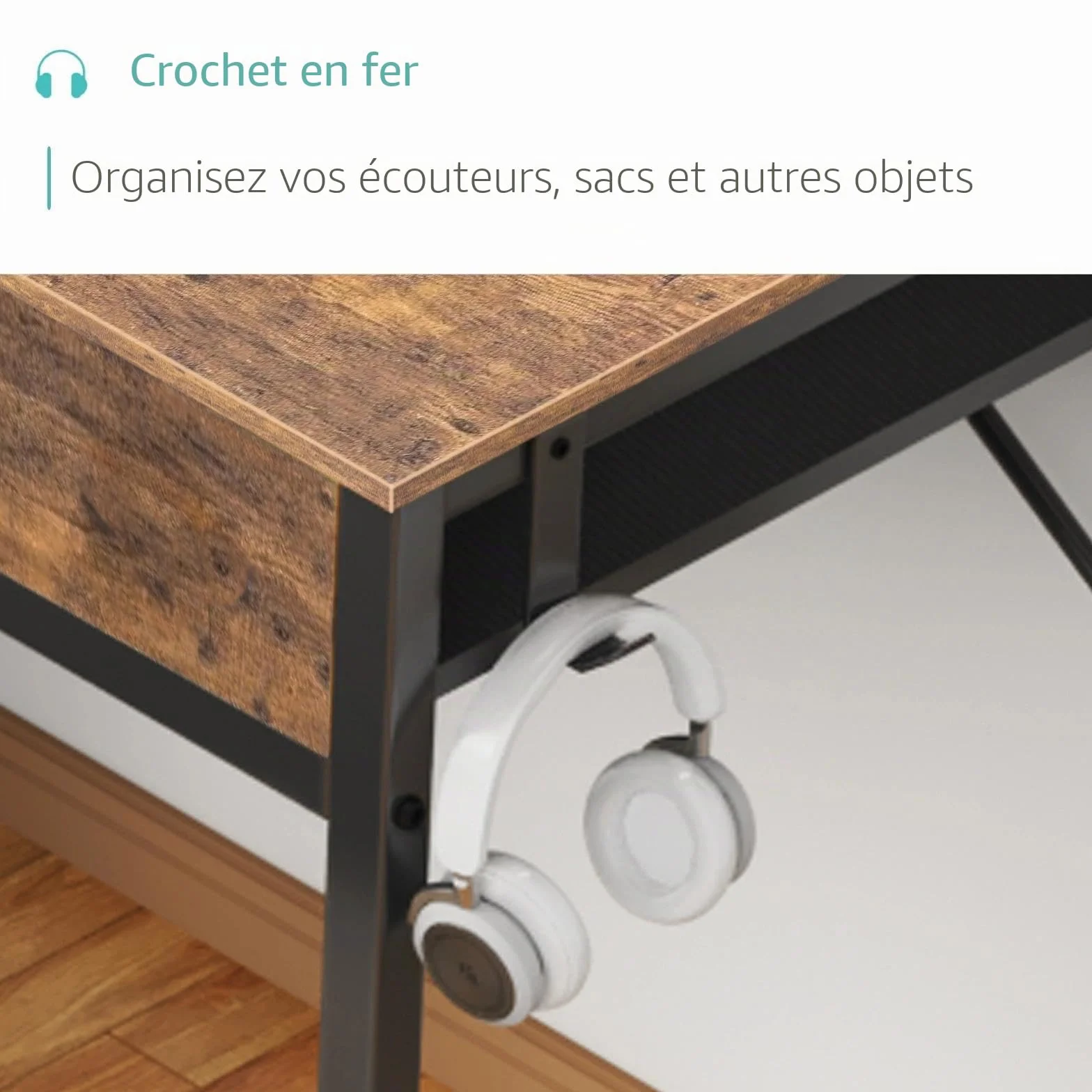 Bureau d'ordinateur avec 2 tiroirs 80cm Lufeiya Petit PC Bureau Informatique Rangement