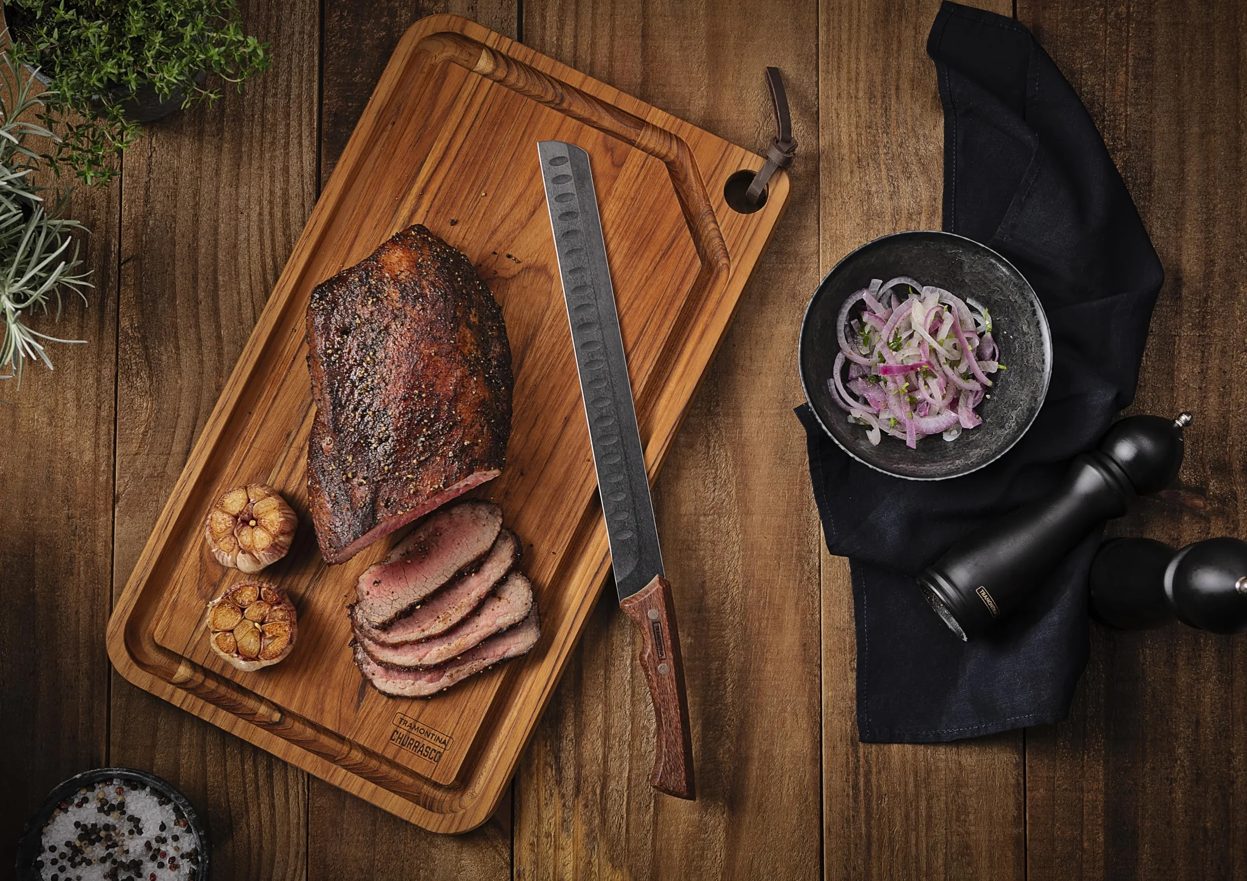Tramontina Couteau à jambon 29cm inox bois