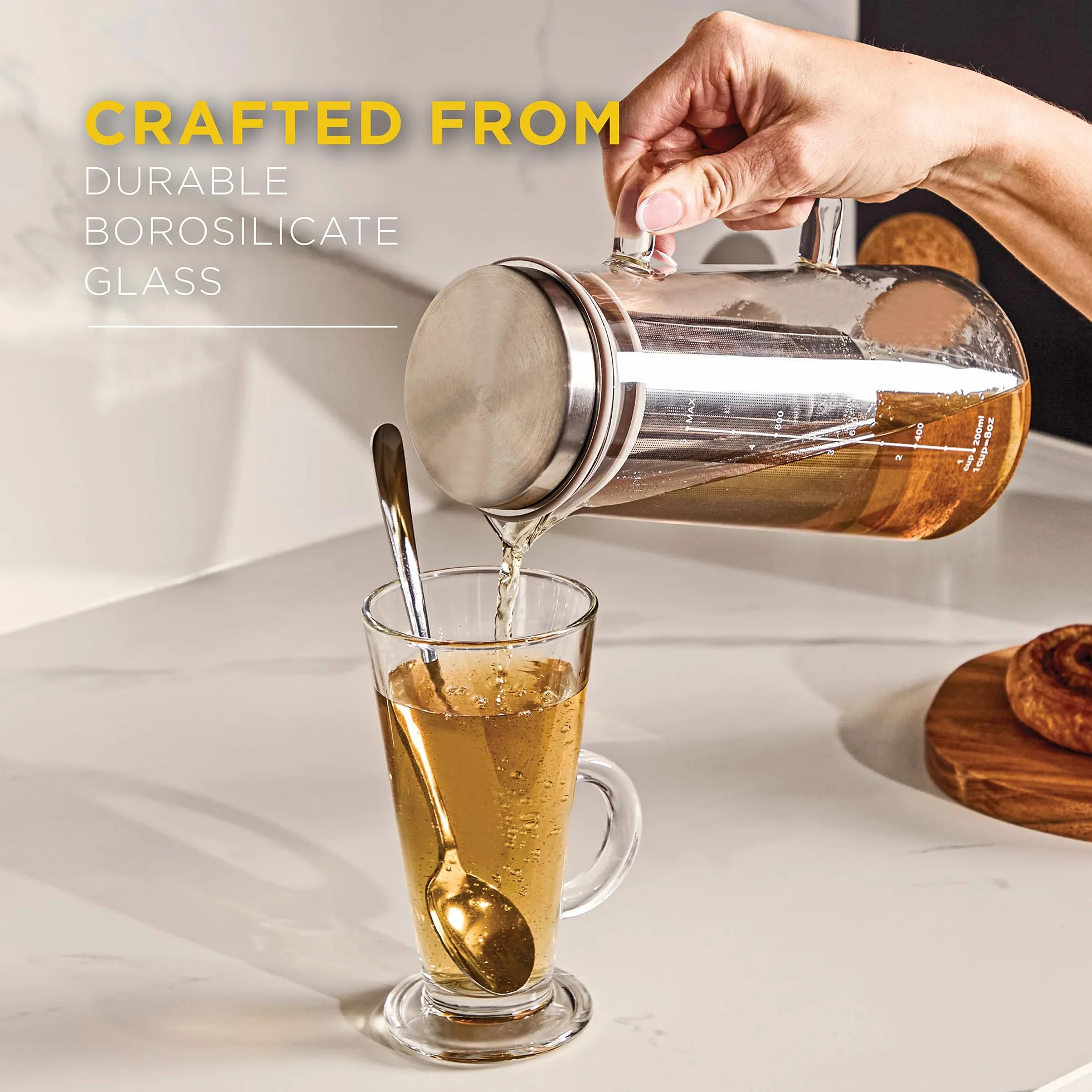 Blackmoor Carafe d'infusion à froid en verre borosilicate 1000 ml double paroi avec filtre inox 304