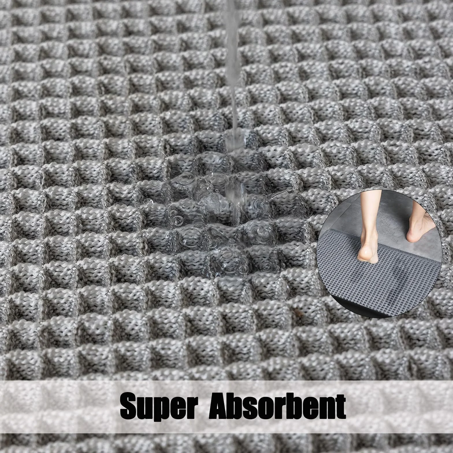 Tapis de Bain en Coton Gaufre Antidérapant 60 x 90 cm Blanc