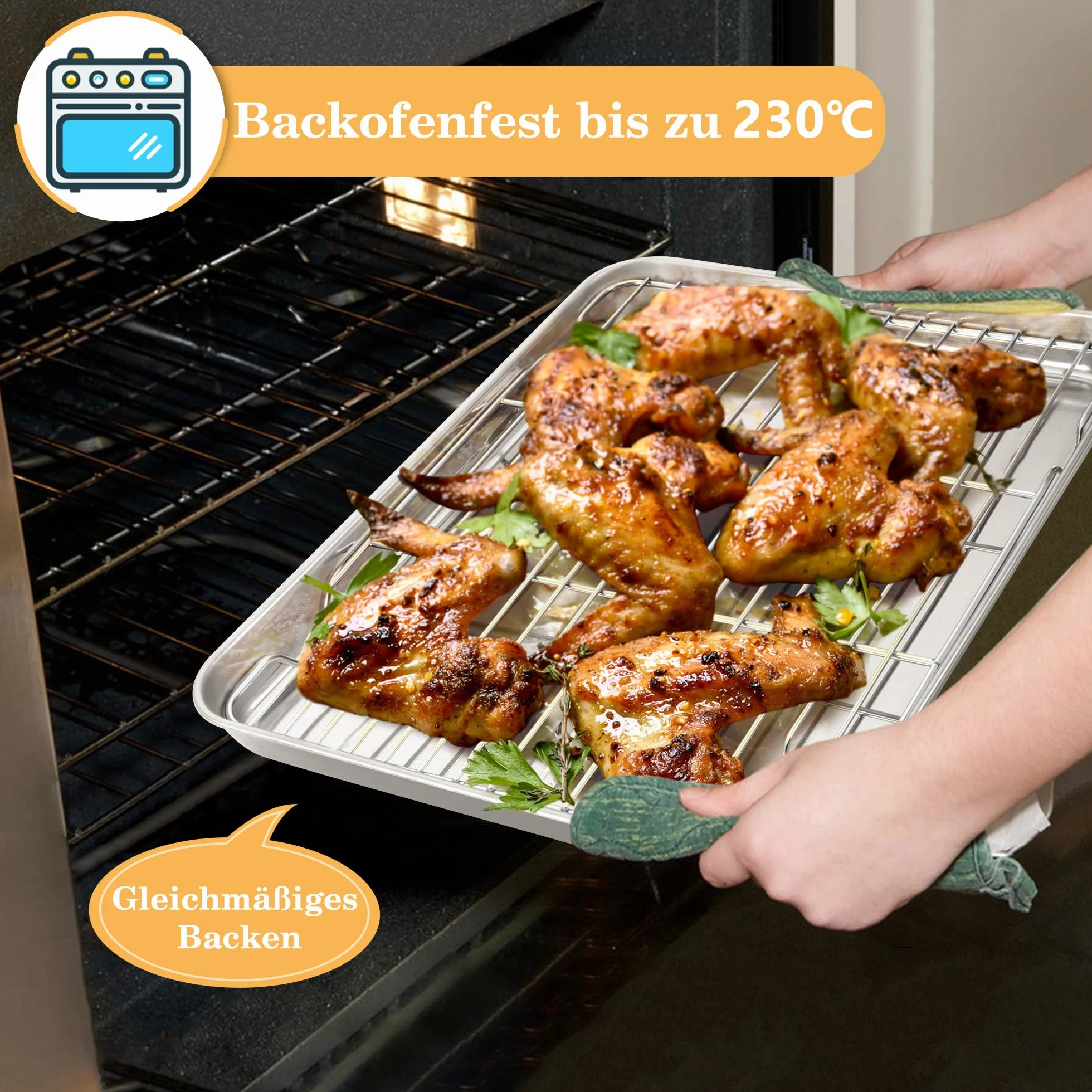 HaWare Lot de 2 grilles de refroidissement en acier inoxydable 42 x 29,2 x 2 cm rectangulaires
