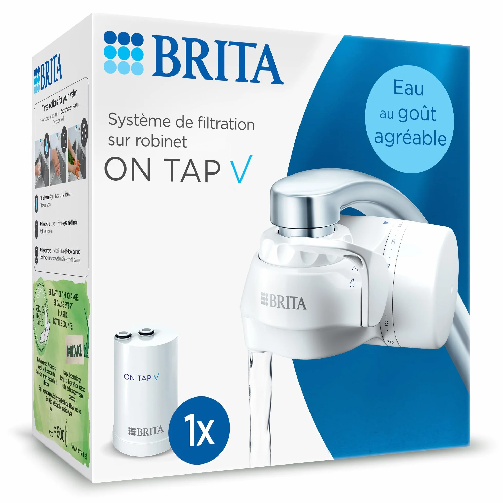 BRITA ON TAP V système de filtration sur robinet blanc avec 1 filtre à eau