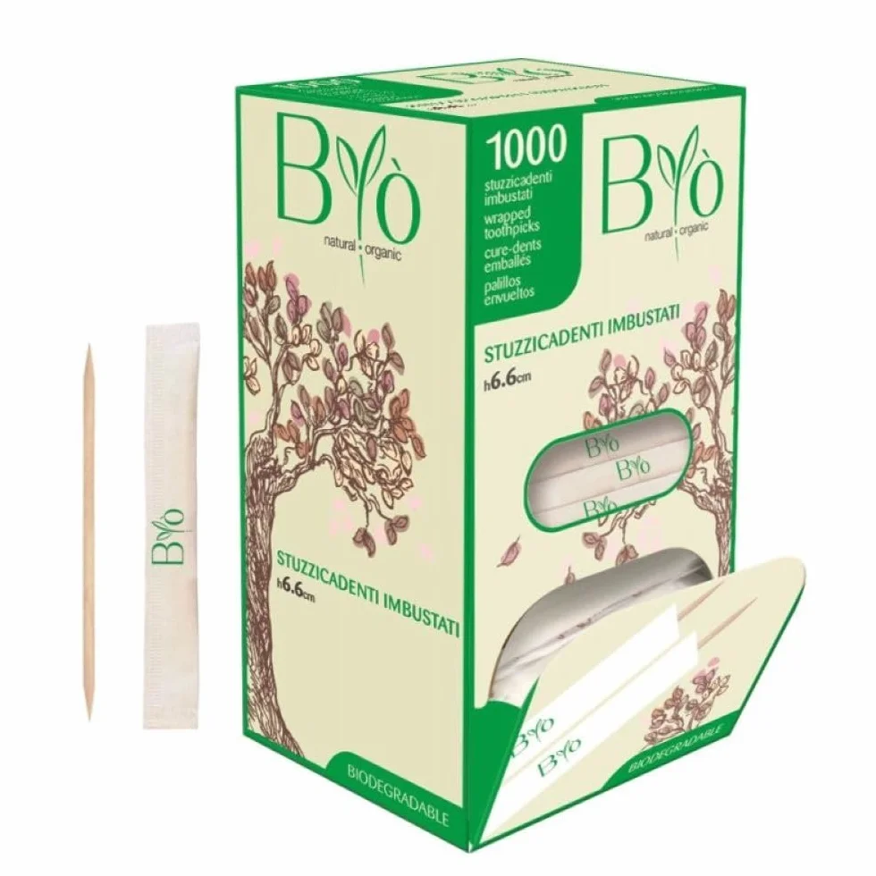 Cure-dents en bouleau 6.6 cm avec boîte 1000 PCS