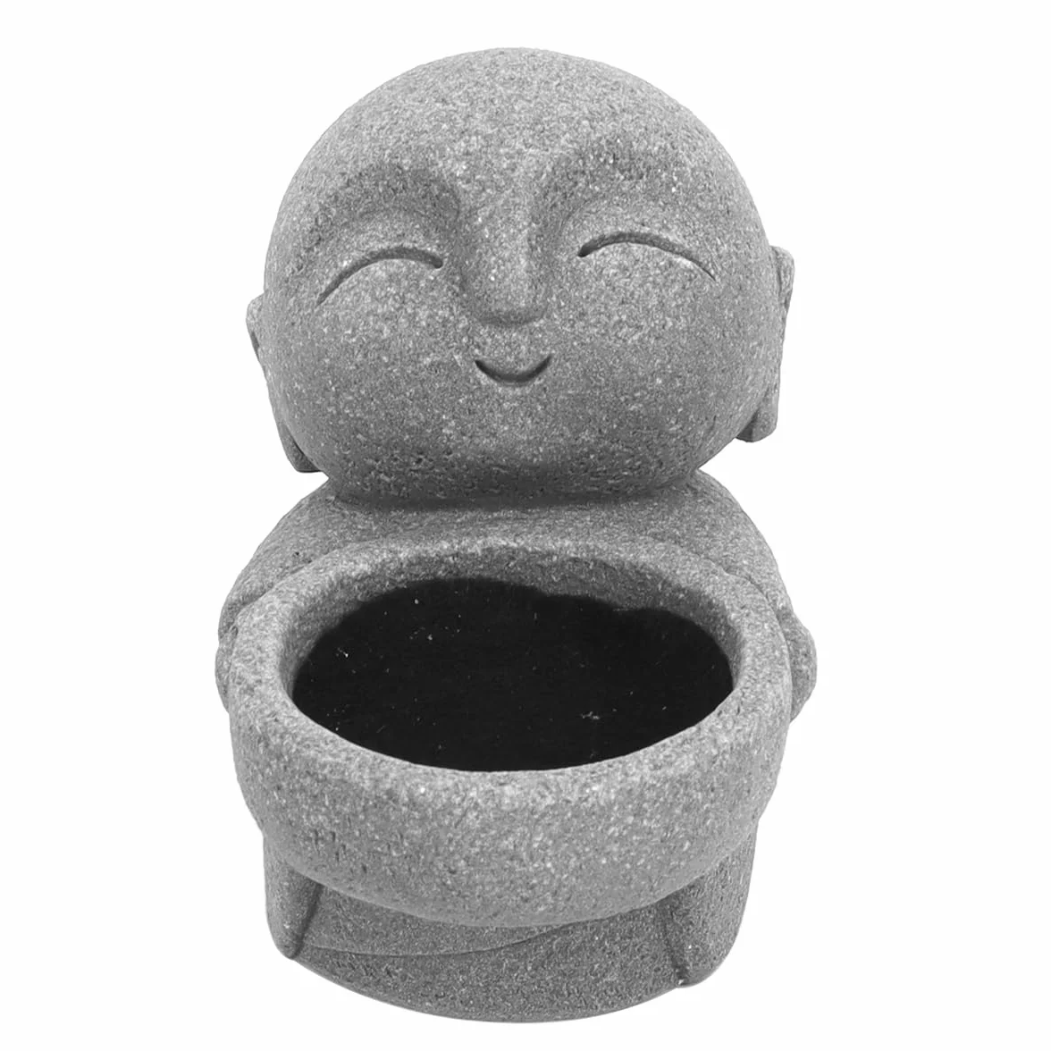 Statue Bouddha en grès imitation pierre bleue – Sculpture moine Jizo méditation zen décoration intérieur Feng Shui prospérité