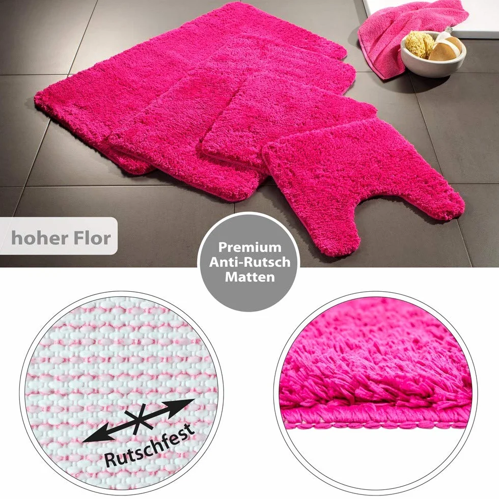 PANA Tapis de Bain Moelleux Antidérapant Lavable 50x80 cm Rose