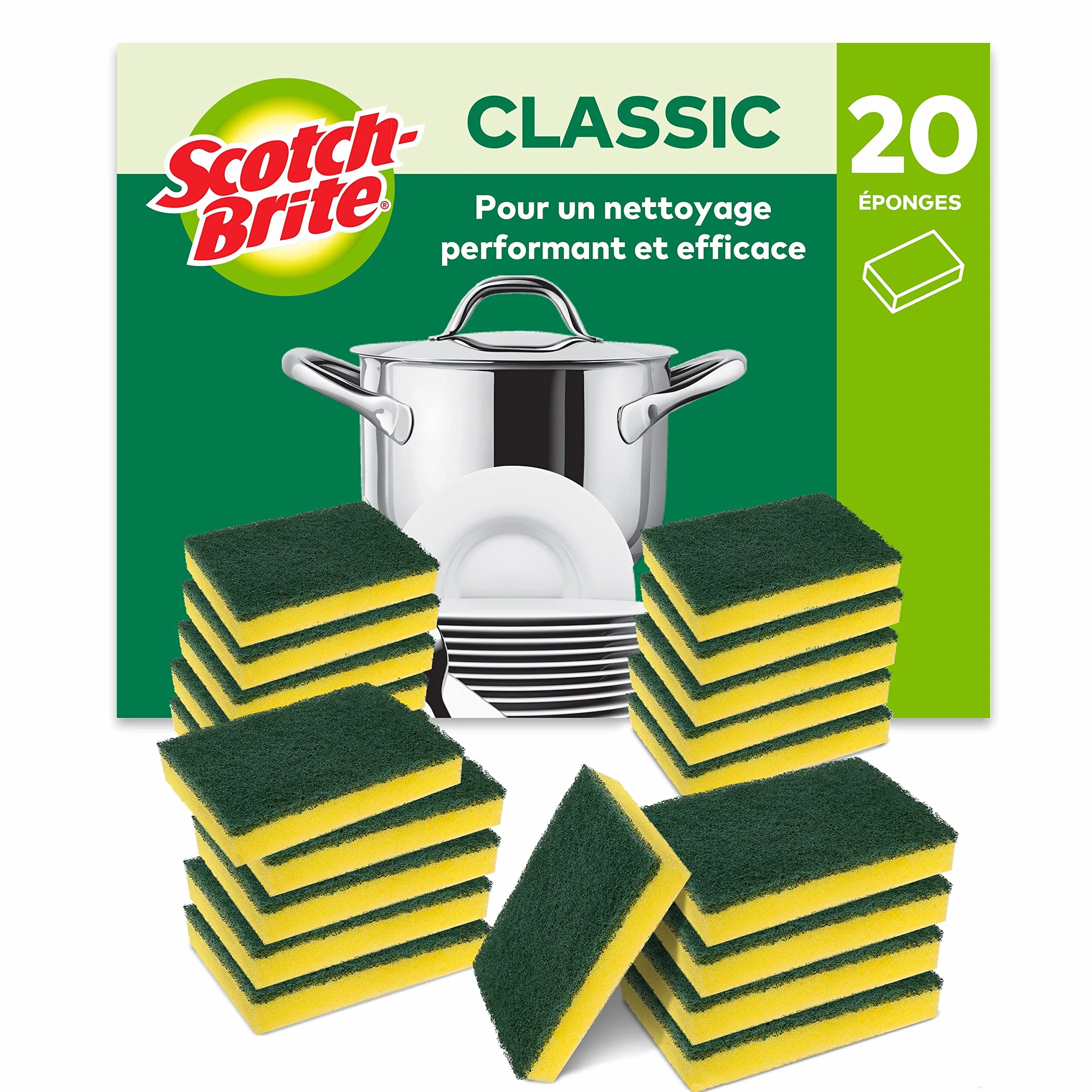 Scotch-Brite Classic Éponge à récurer 20 pièces durable