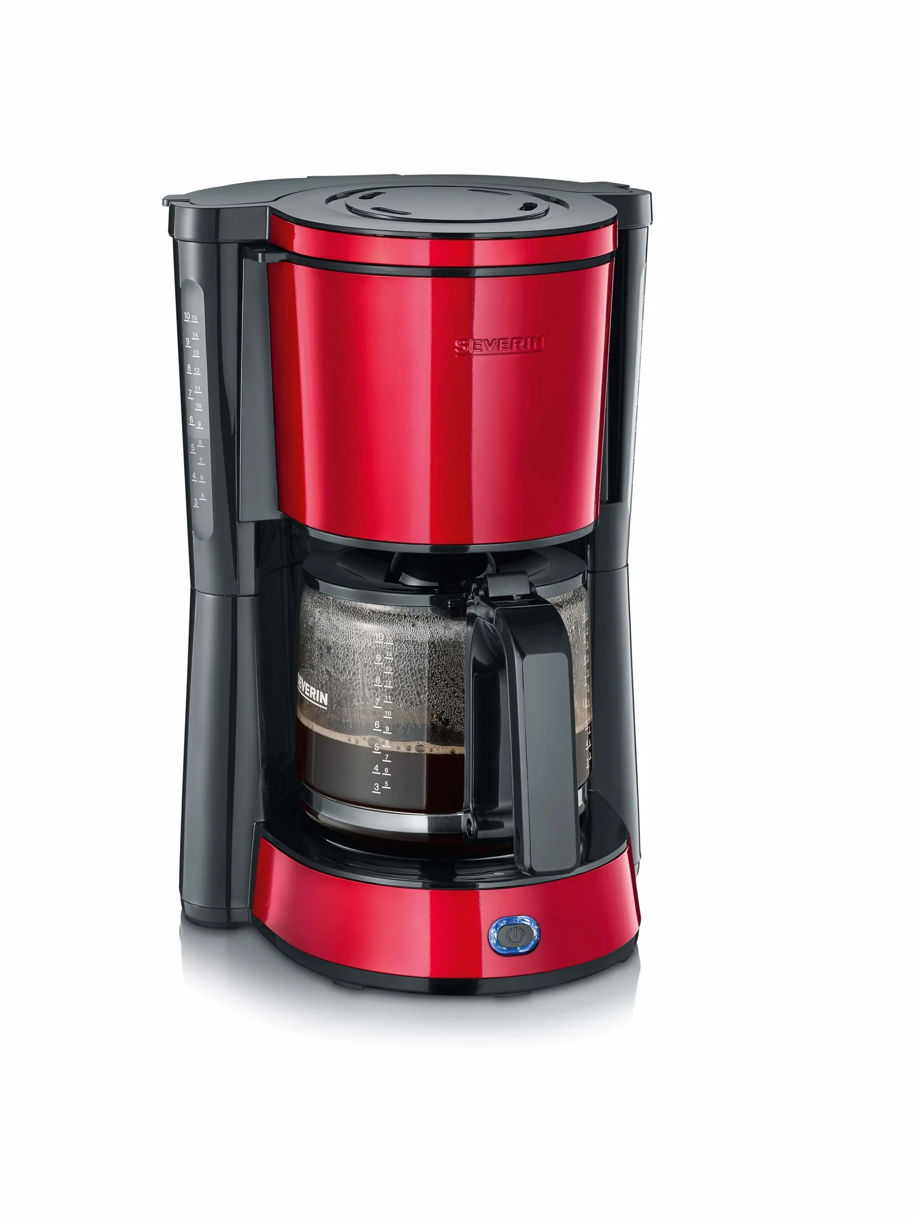 SEVERIN Cafetière Filtre 1000W 1,4L 10 tasses Porte-filtre amovible Anti-goutte Noir Rouge KA 4817