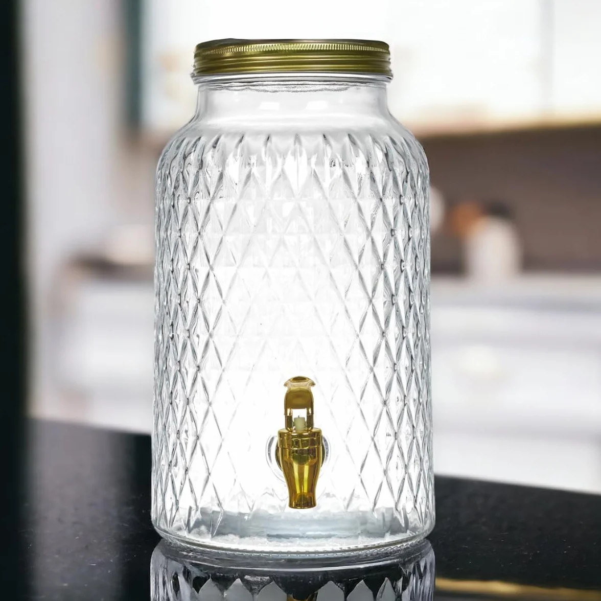 Distributeur Boisson 6 L Robinet Fontaine Eau Cocktail Design Diamant Verre