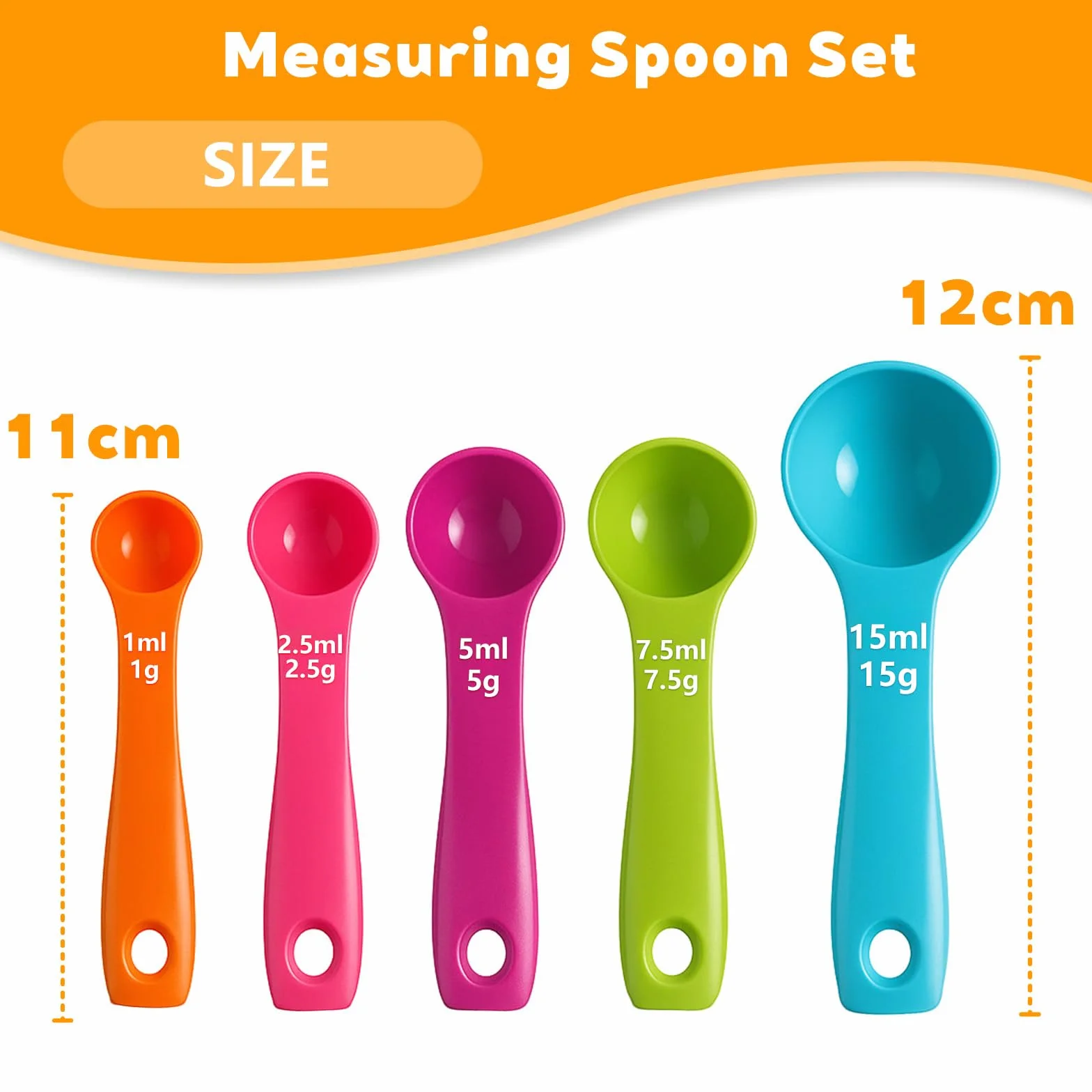 Ensemble de cuillères doseuses 5 pièces Plastique Mesure Liquides Poudres