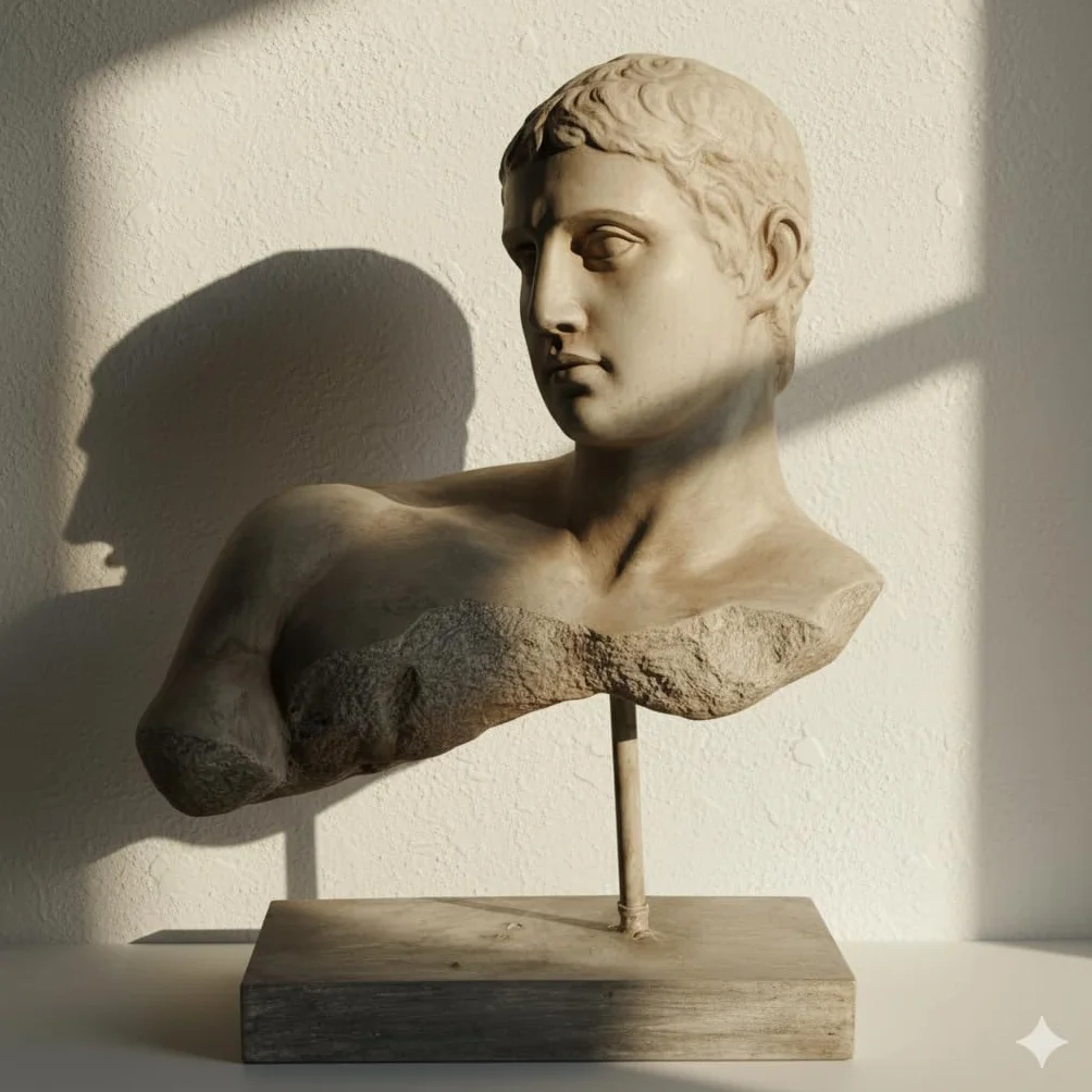 Statue décorative buste grec romain sculpture classique ancienne en résine effet pierre 28 cm