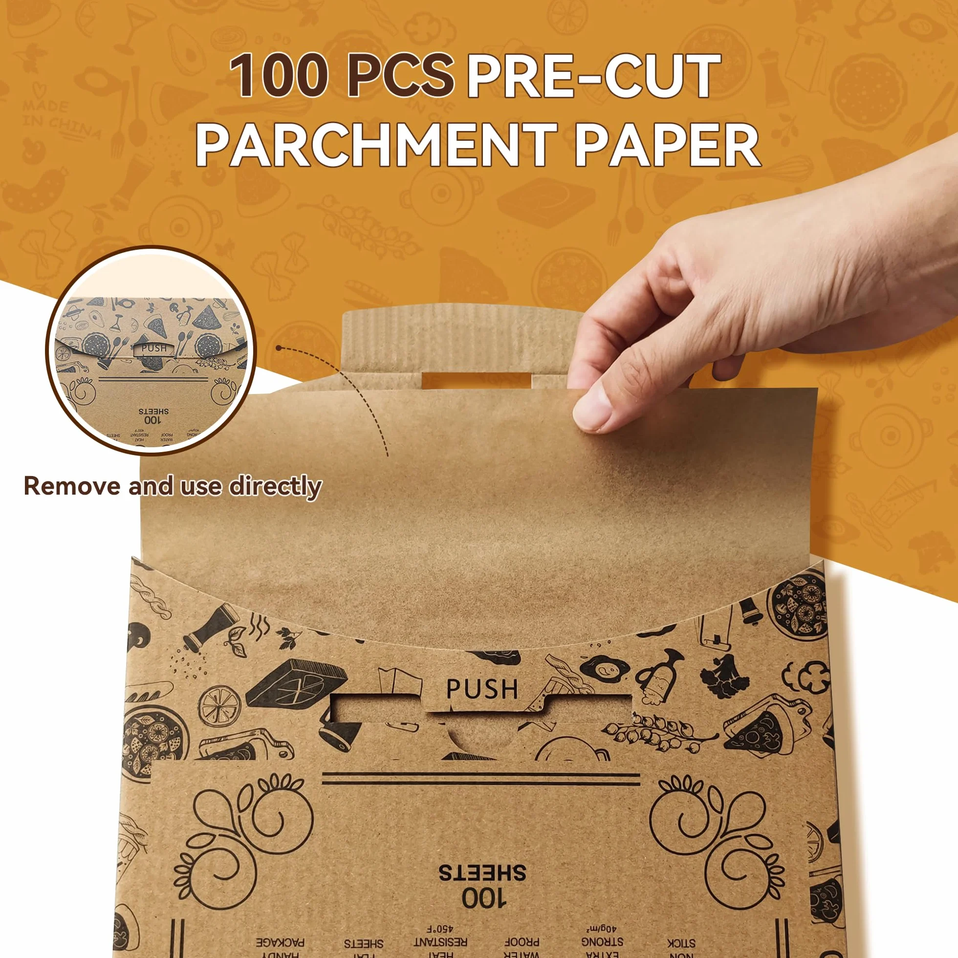 Papier Cuisson Prédécoupé Antiadhésif Naturel 20x30cm 100 Feuilles Sulfurisé Non Blanchi