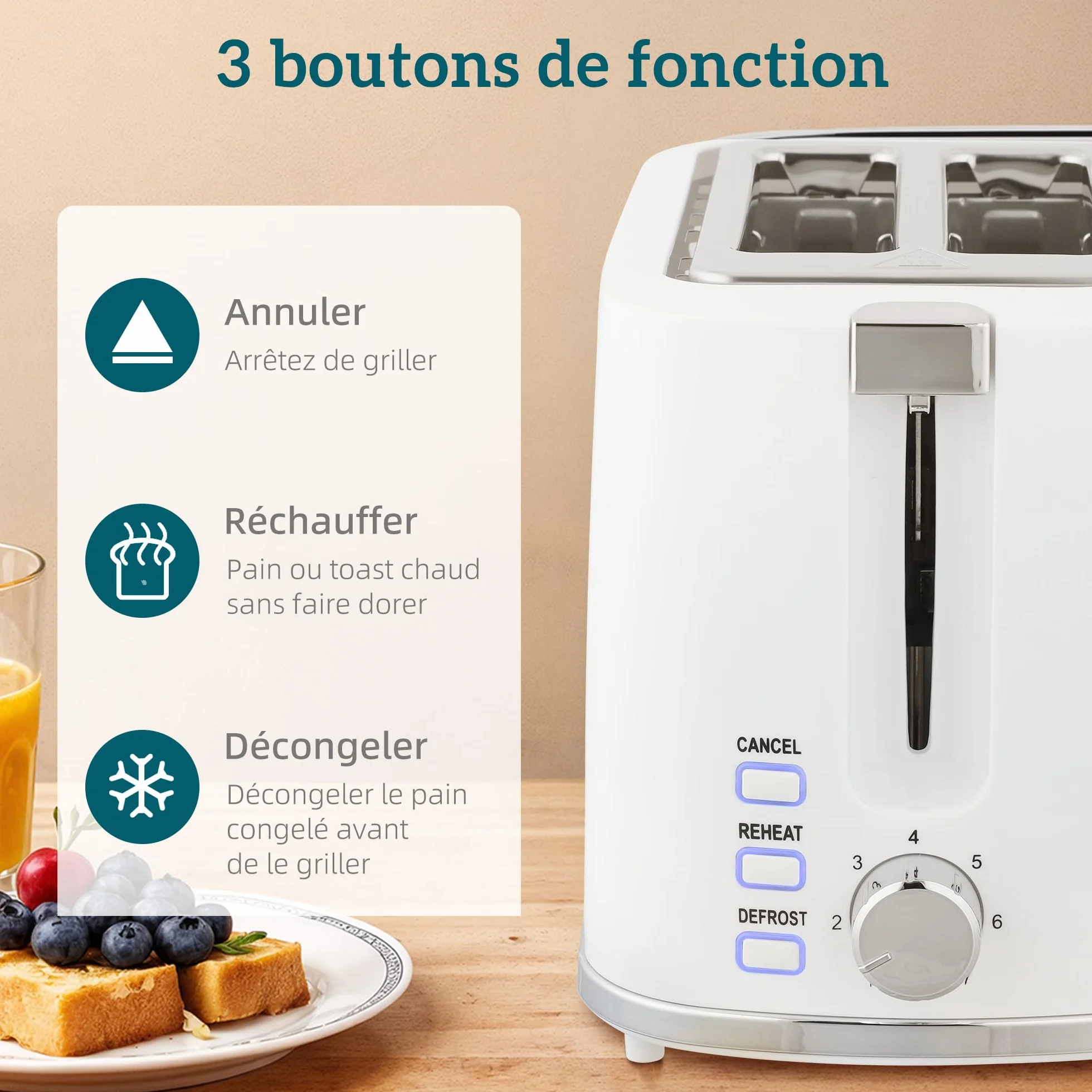 HOMCOM Bouilloire et Grille-Pain Acier 2200 W 1,7 L Thermostat Otter Filtre anticalcaire 2 tranches 7 Niveaux brunissage Blanc