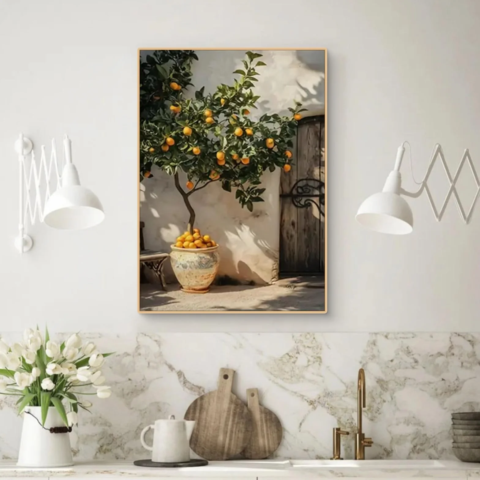 TROYSINC Lot de 2 posters motif plantes méditerranéennes citronnier olivier 50x70 cm sans cadre