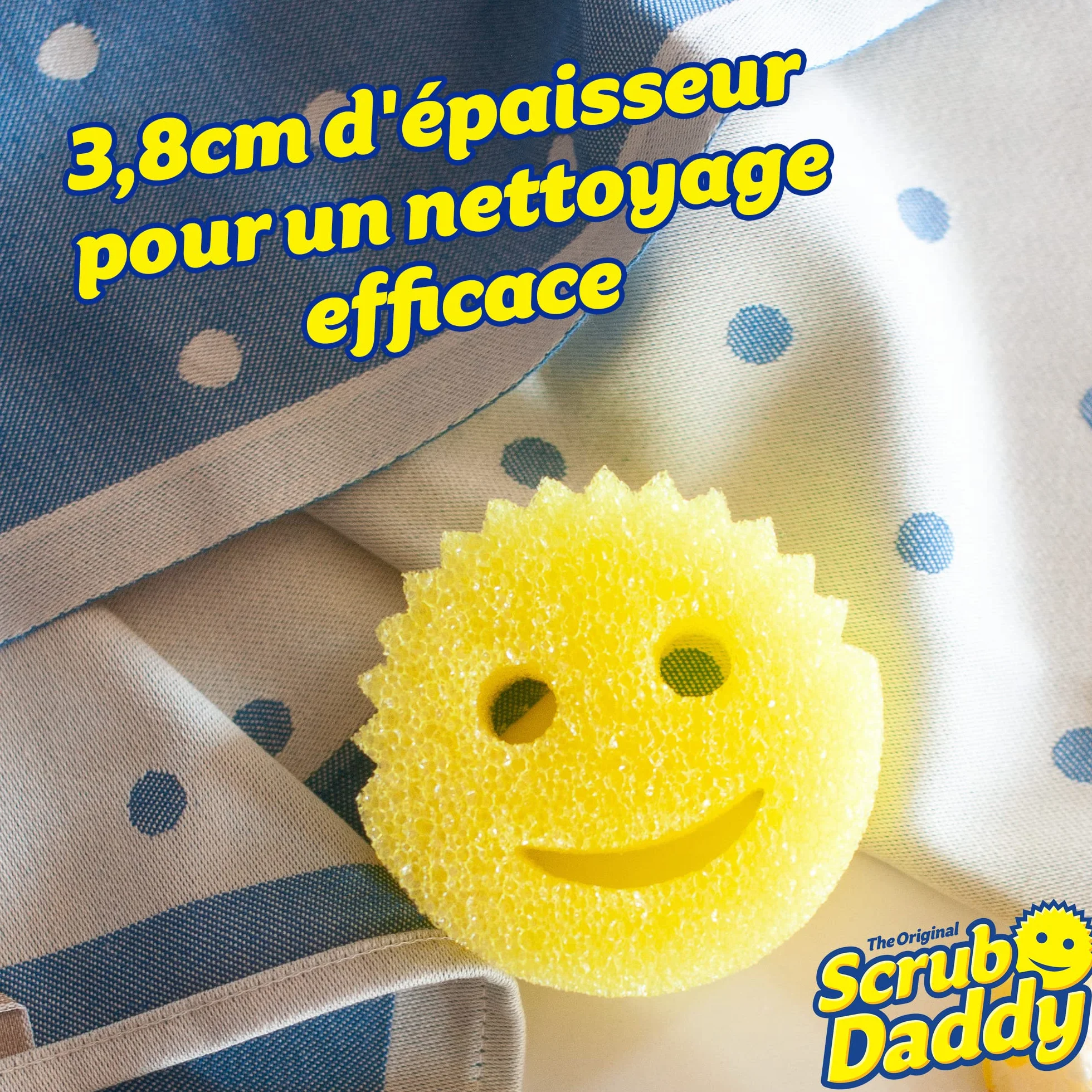 Scrub Daddy Original Éponge à Récurer Smiley Anti Rayure Antibactérienne Lot de 2 Jaune