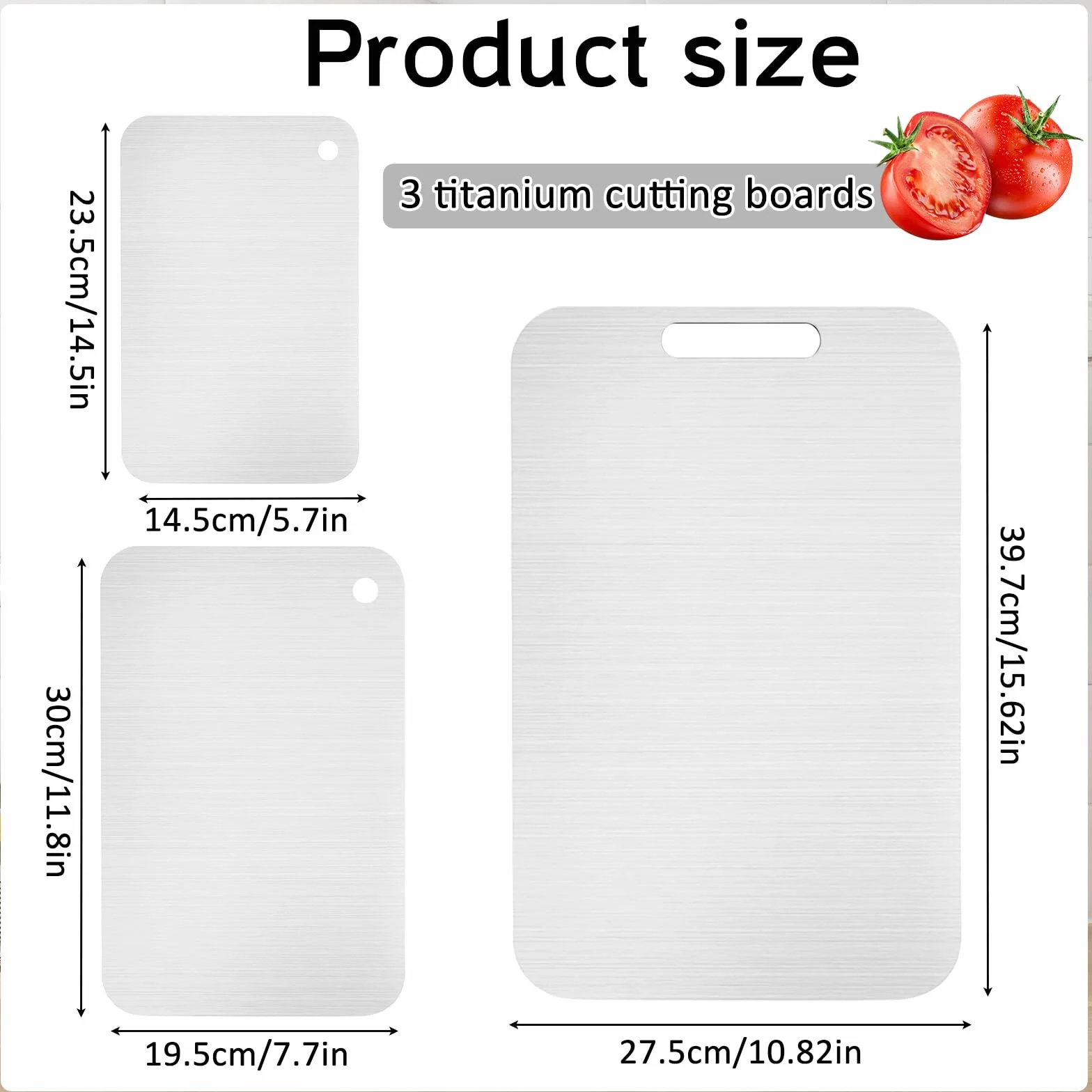 Yamato Planche à Découper en Titane, 3 Pcs Inox, Cuisine