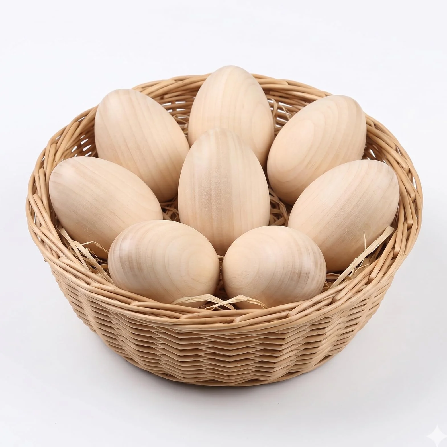 Œufs en Bois Naturel de Hêtre pour Artisanat de Pâques – Lot de 8