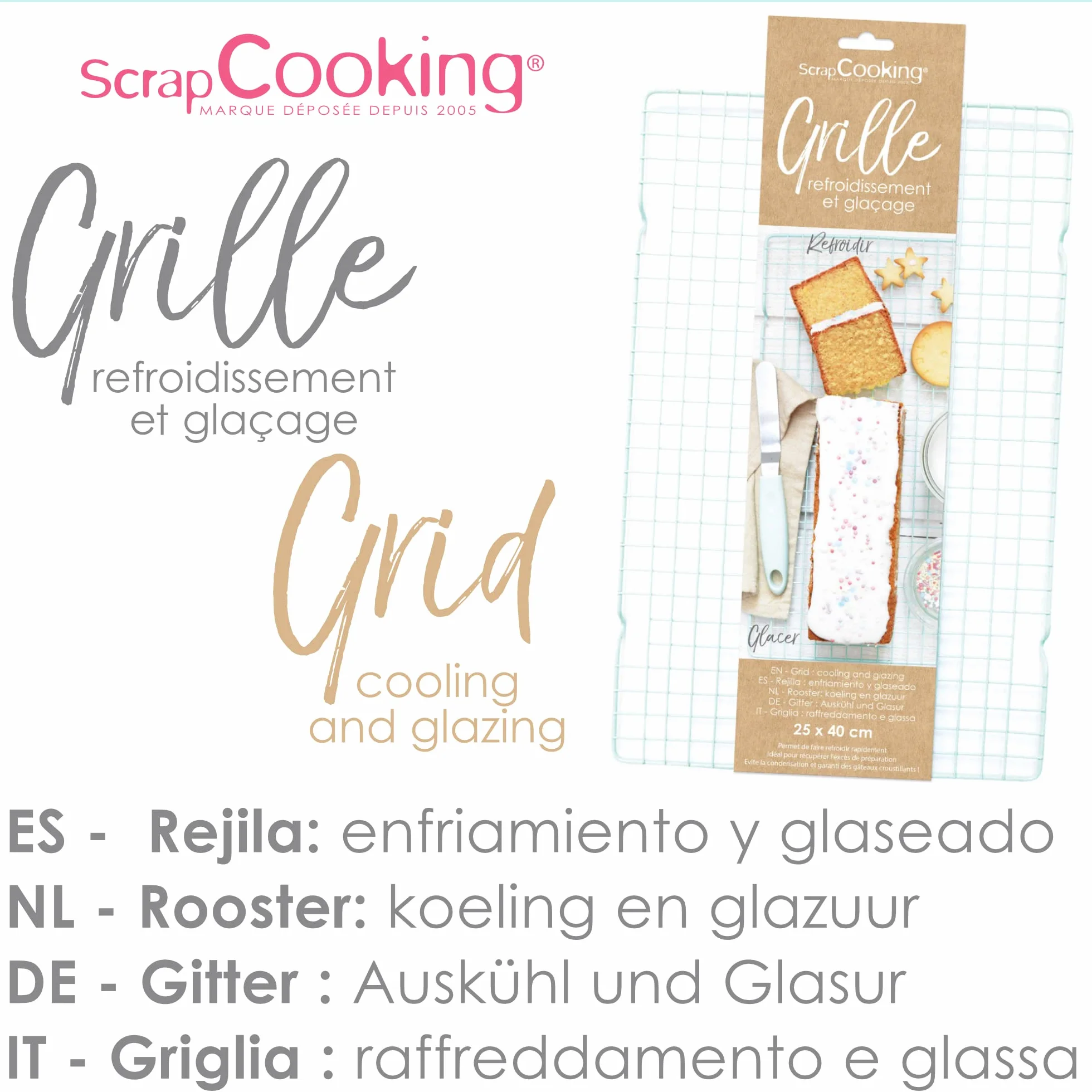 Grille à Pâtisserie de Refroidissement & Glaçage 25 x 40 cm Vert D'eau