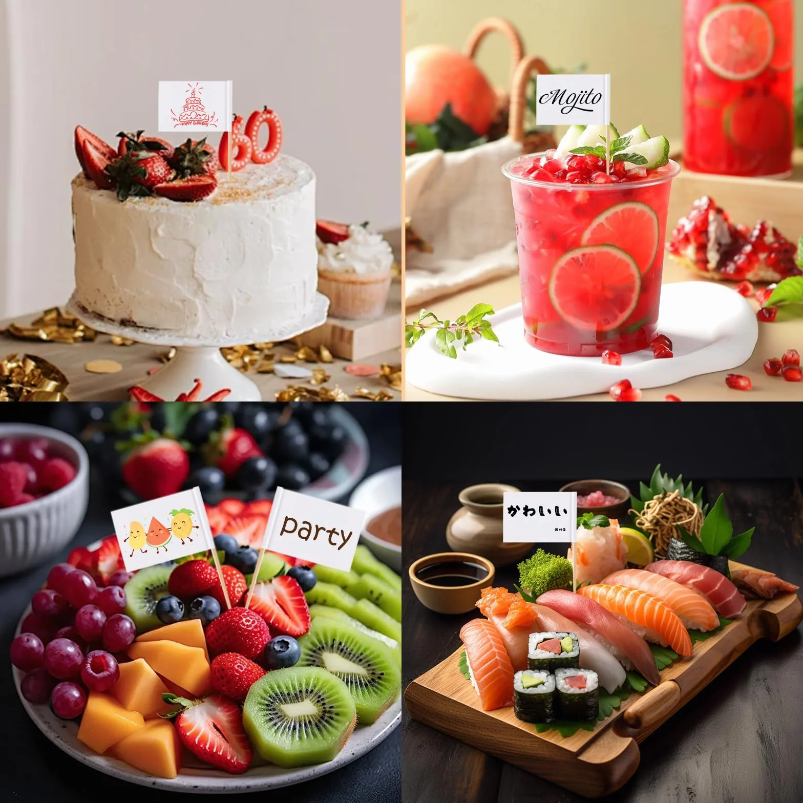 300 Pcs Drapeau Cure-Dent étiquettes D'aliments pour Buffets étiquettes Vierges pour Mini-Gâteaux