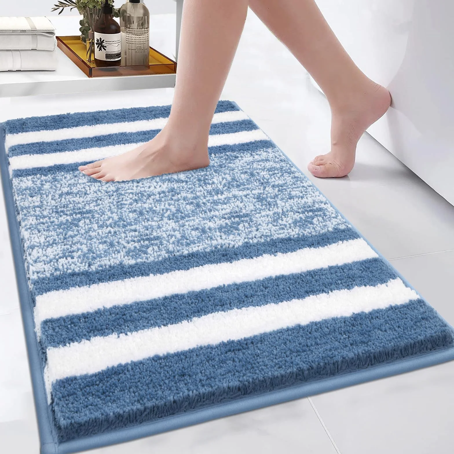 Pauwer Doux Tapis de Bain Antidérapant 50 x 80 cm Microfibre Absorbant Lavable