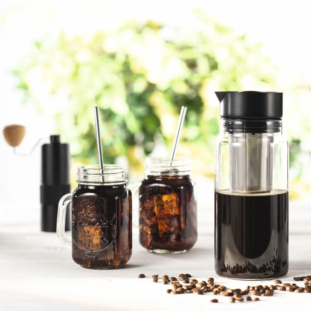 Xavax Cafetière à infusion froide 2 en 1, machine à café et thé, bouteille verre 1 l