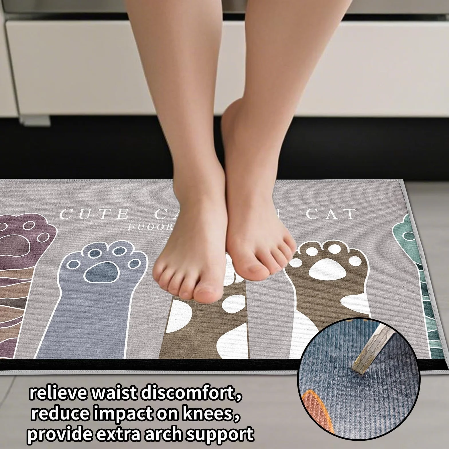 Tapis de cuisine lavables anti-fatigue antidérapants absorbants d'eau 40 x 120 cm Lot de 2