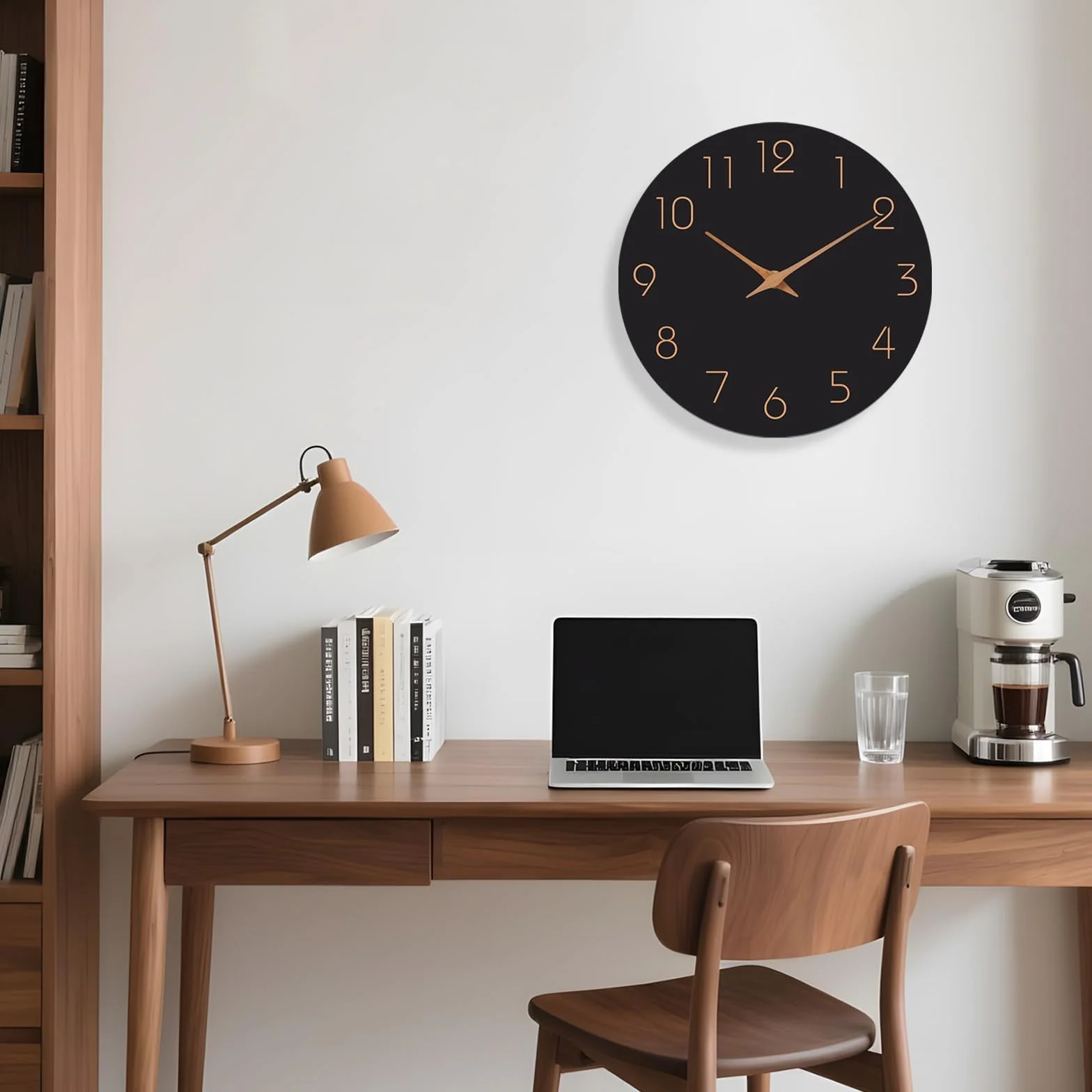 Horloge Murale Silencieuse 20cm Bois Design Moderne Noire