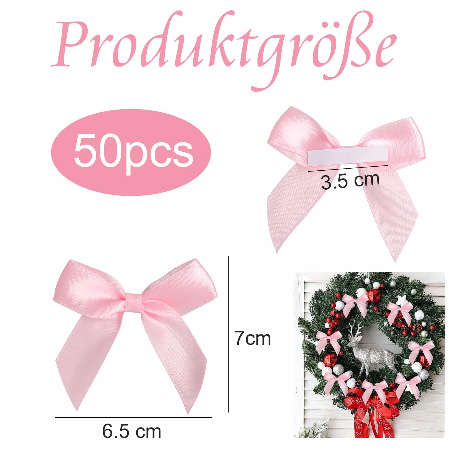 Nœuds Décoratifs Autocollants en Satin Rose pour Cadeaux Mariages Saint-Valentin Noël