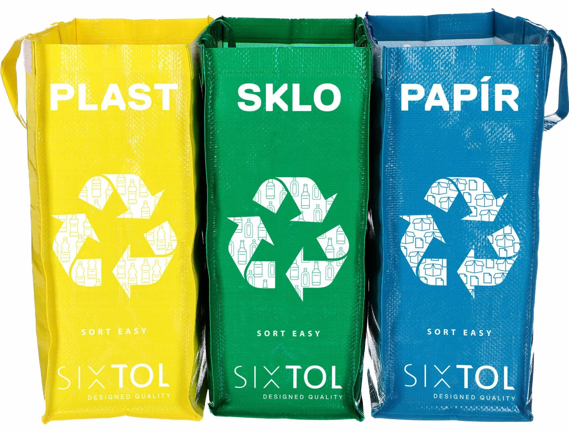 Ensemble de 3 sacs pour tri sélectif 3x22L Compact lavable SORT EASY 3 SLIM