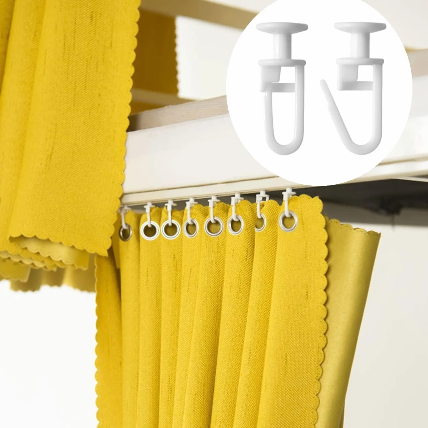 Crochets de Rideau Tête 11 mm 125 Pièces pour Rails et Tringles Plafond