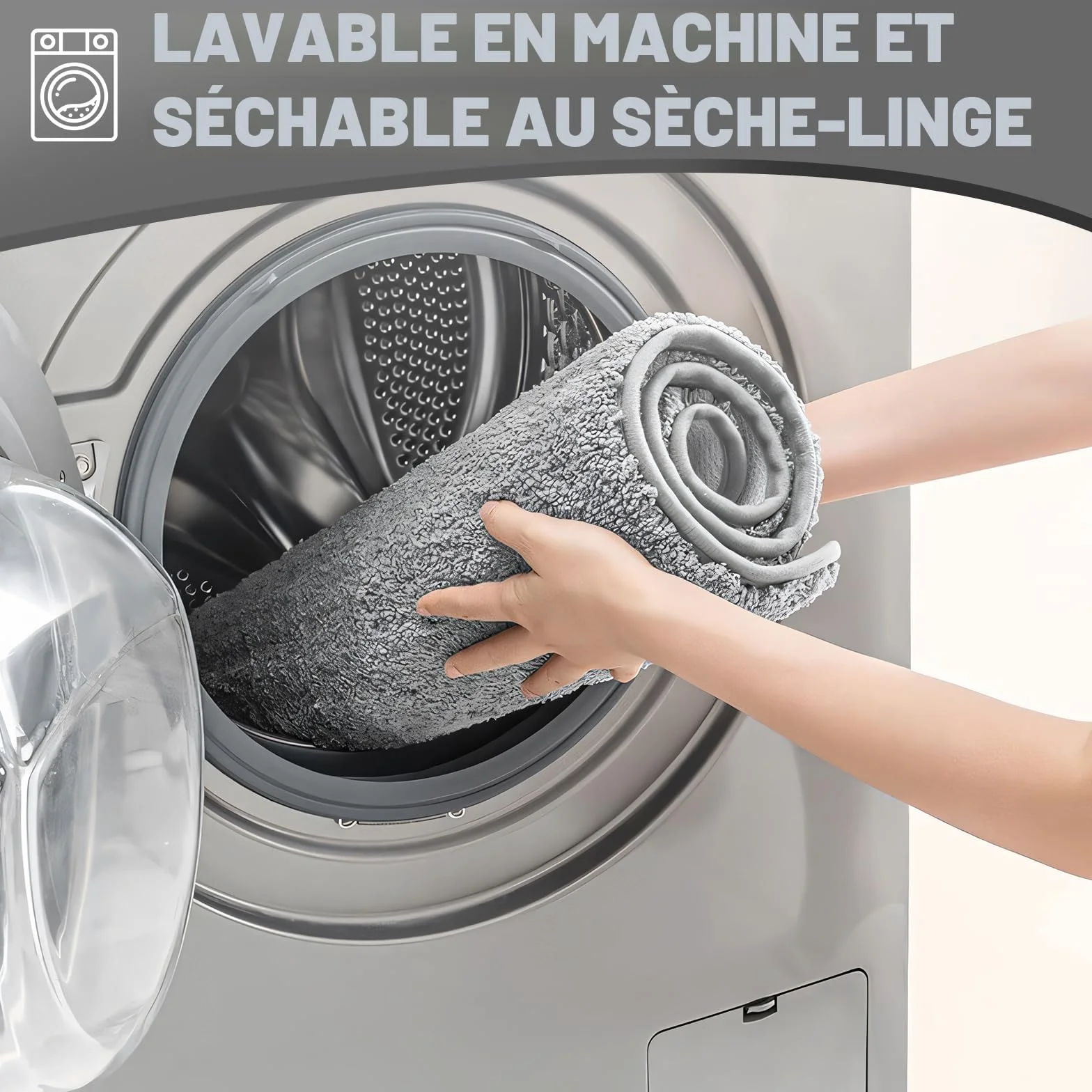 Tapis de bain en microfibre 40 x 60 cm gris super absorbant 2 cm