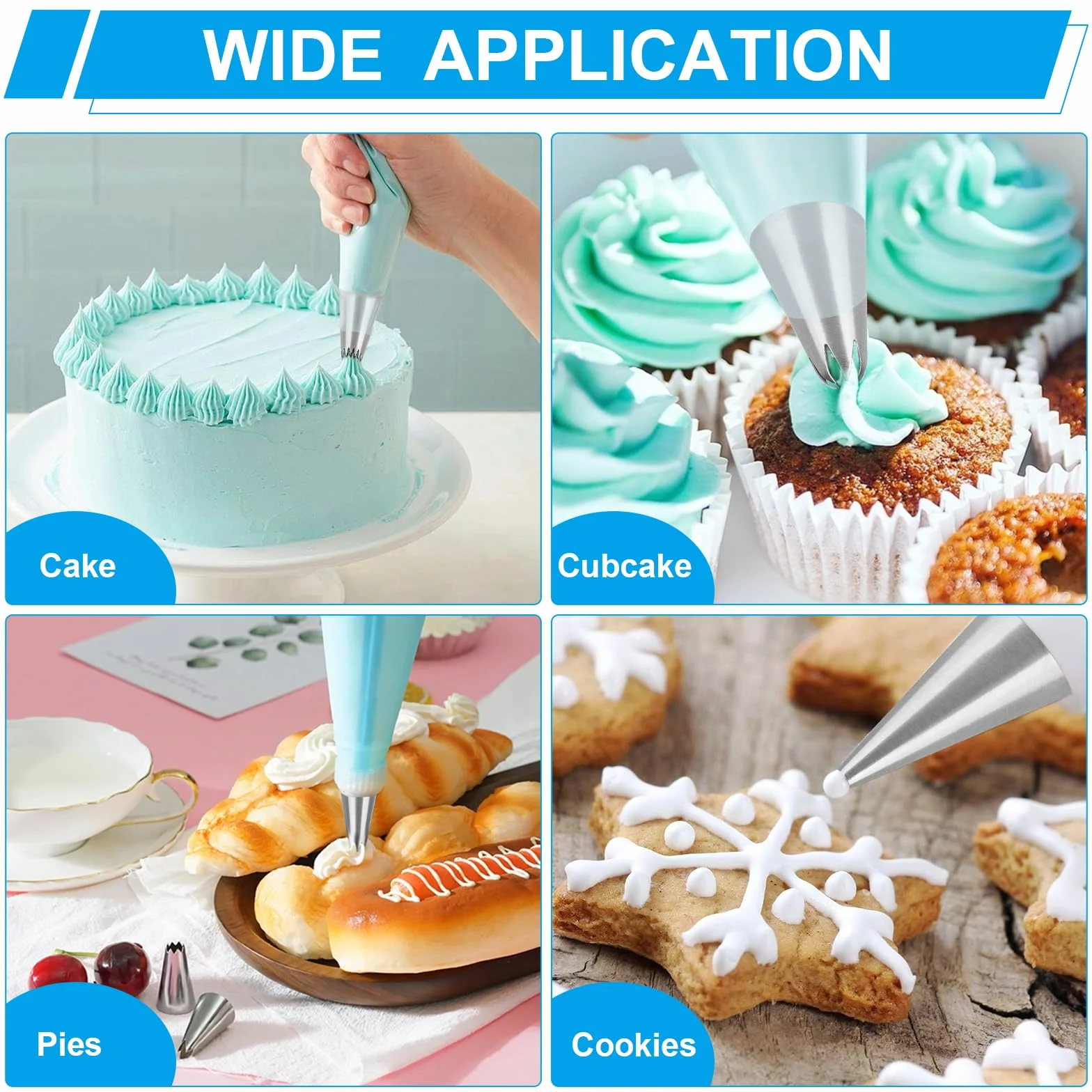 Douille Patisserie Professionnelle Compatible Poche à Douille, 10 PCS Grosse Douille Cannelée Décorer Gâteaux Cupcakes